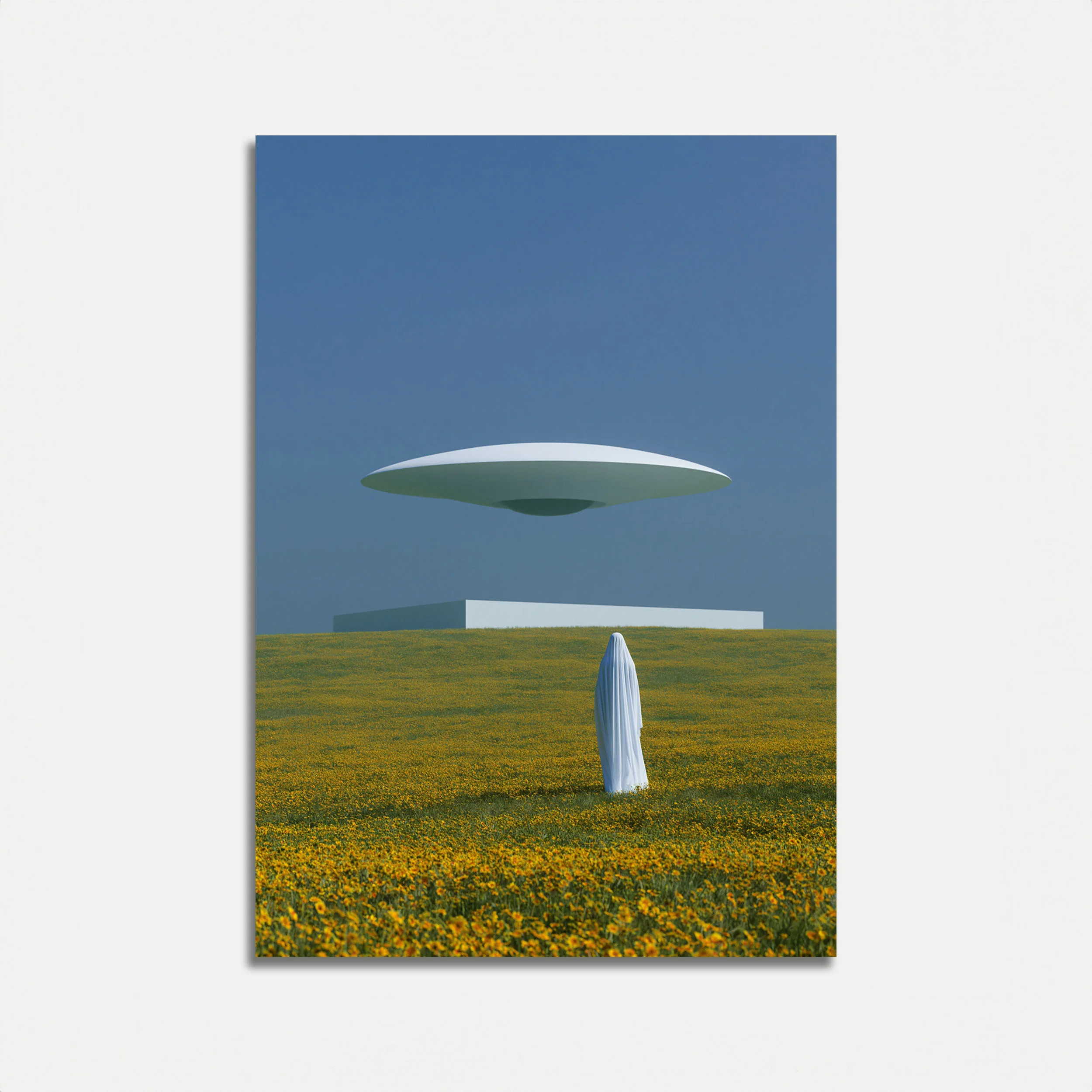UFO Encounter in Wildflower Field Poster