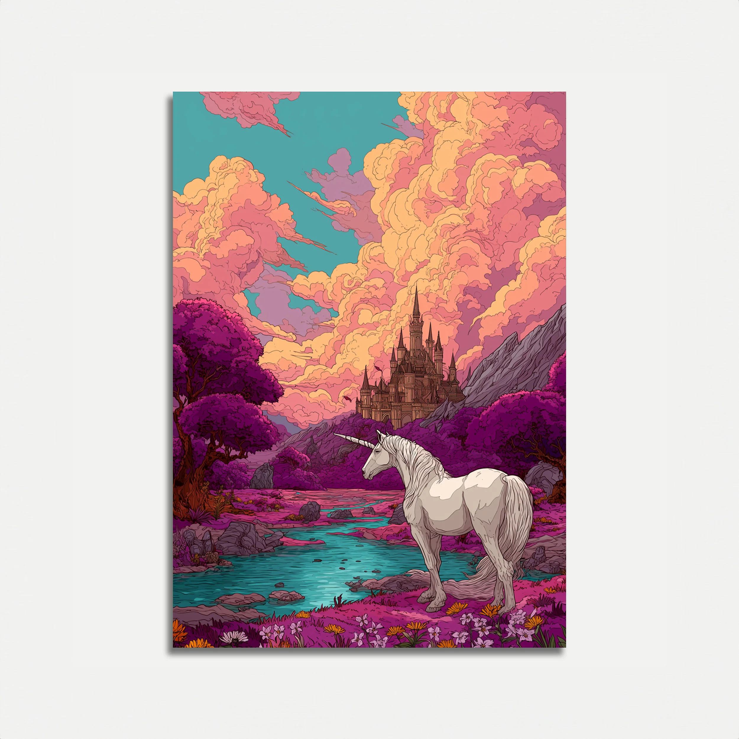 Unicorn Castle Fantasy Poster