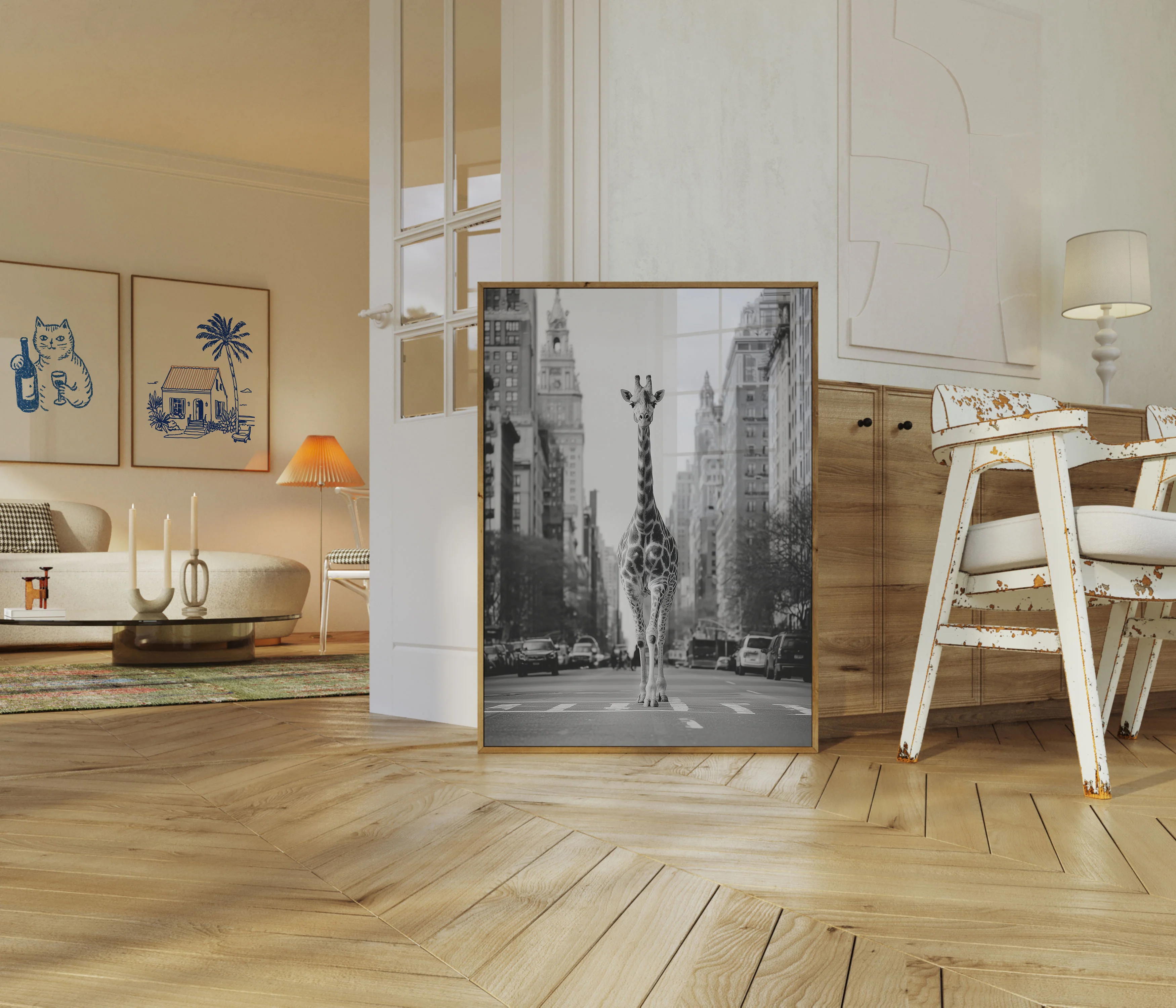 Urban Giraffe City Street Poster - Image 5