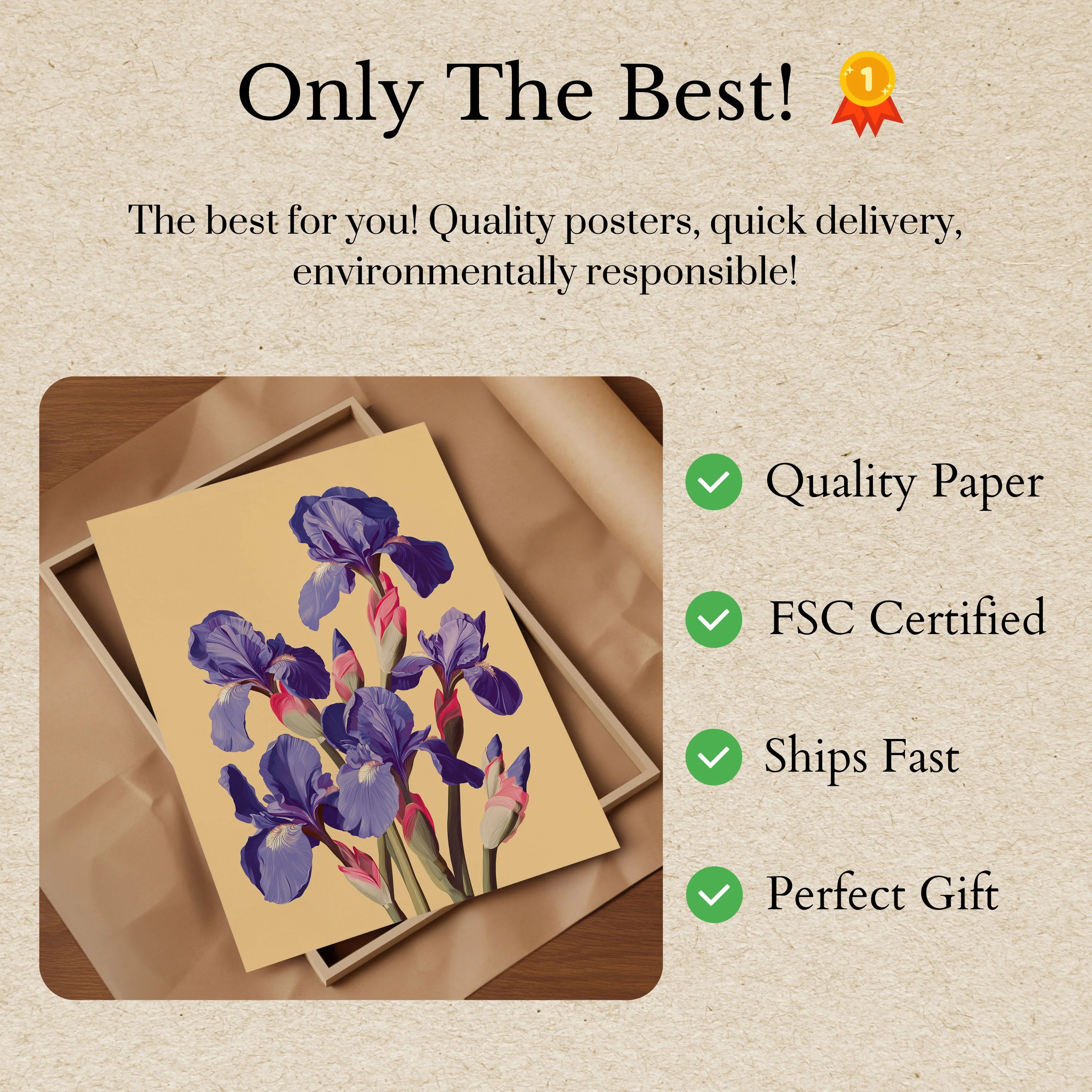 Vibrant Blue Iris Botanical Poster - Image 3