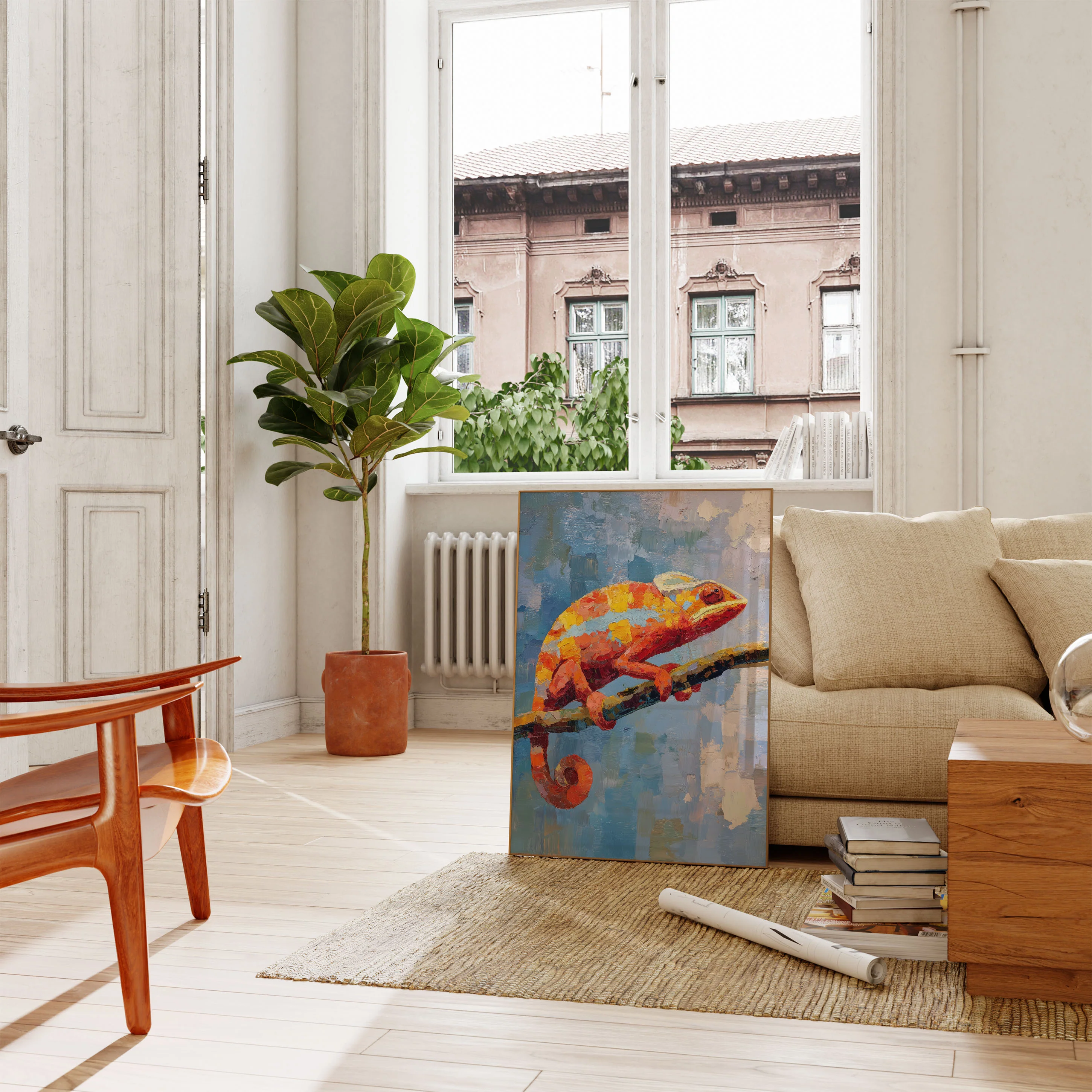 Vibrant Chameleon on Branch Poster - Image 2