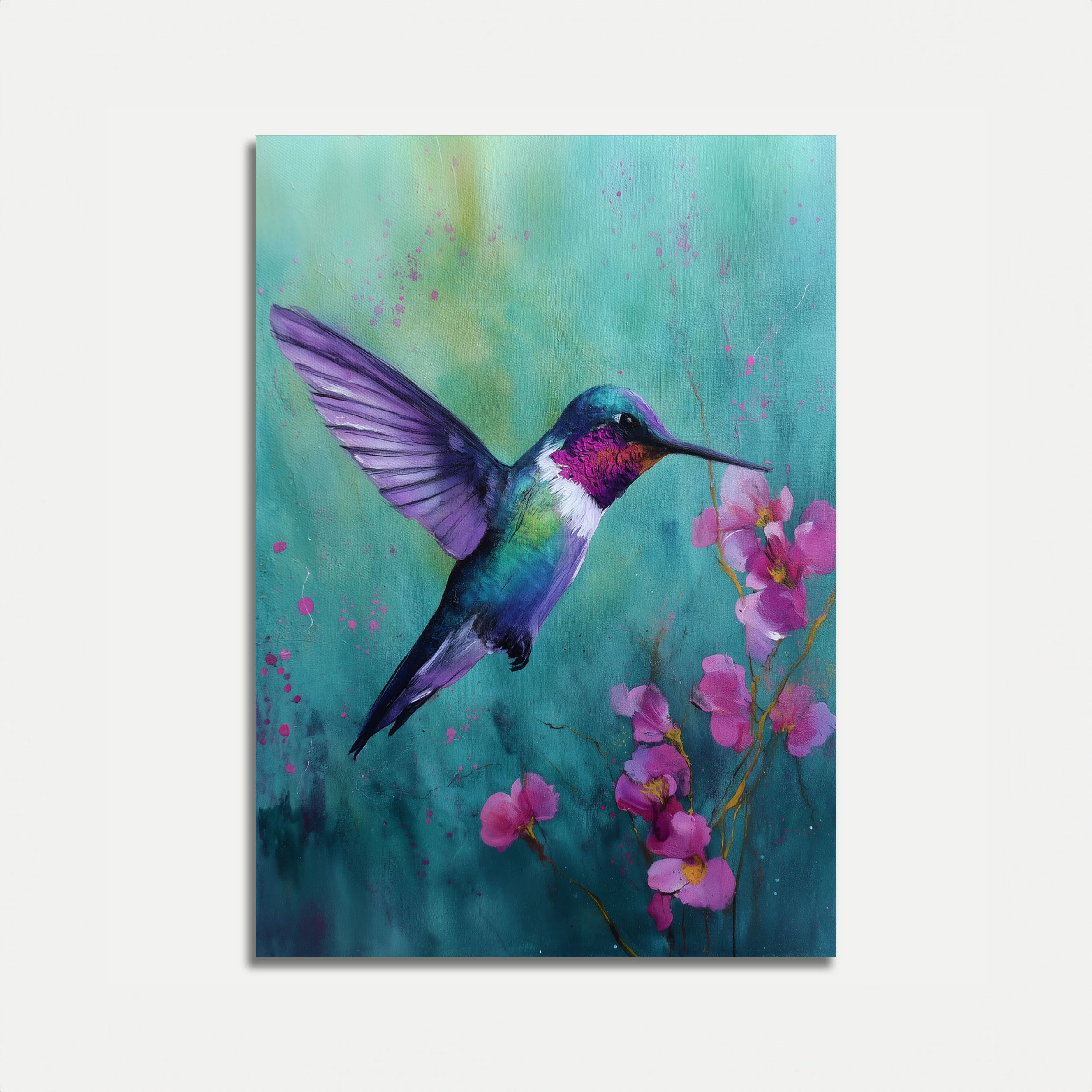 Vibrant Hummingbird Flight Poster