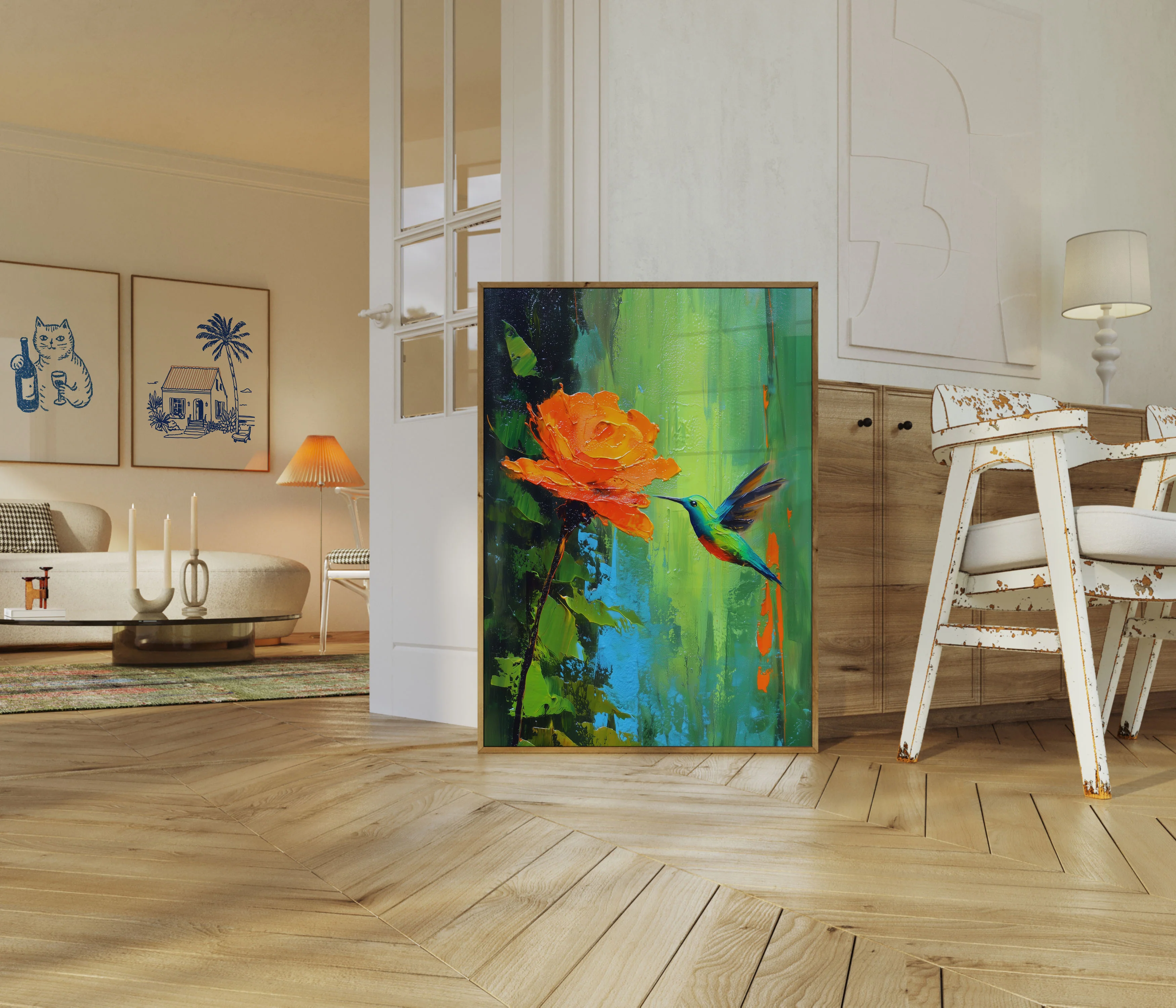 Vibrant Hummingbird Rose Poster - Image 5