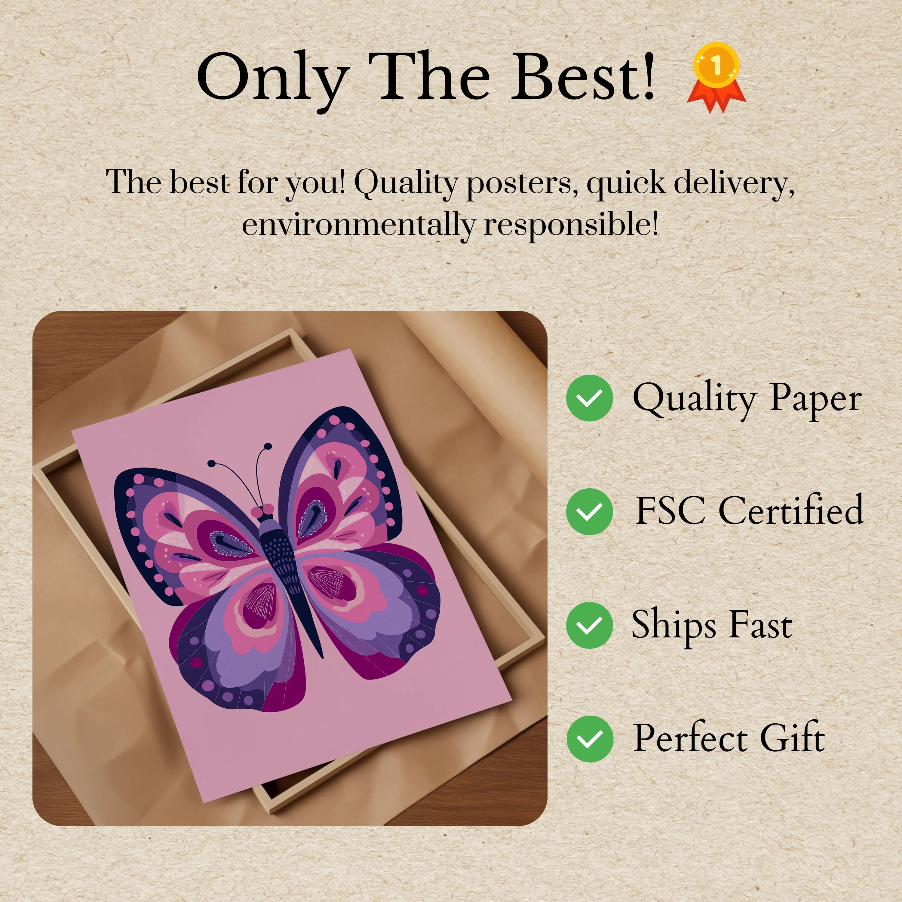 Vibrant Purple Butterfly Poster - Image 3