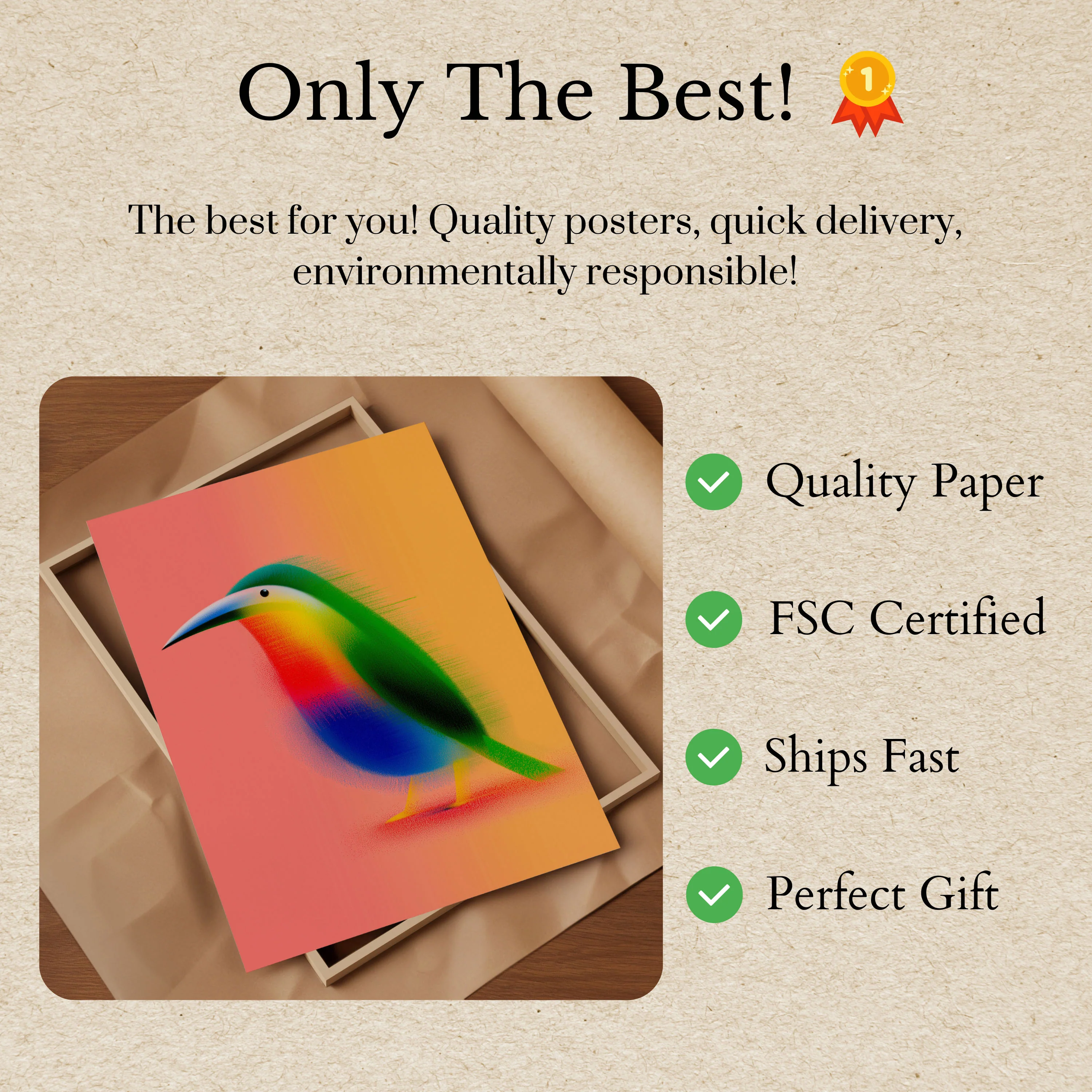 Vibrant Rainbow Bird Poster - Image 3