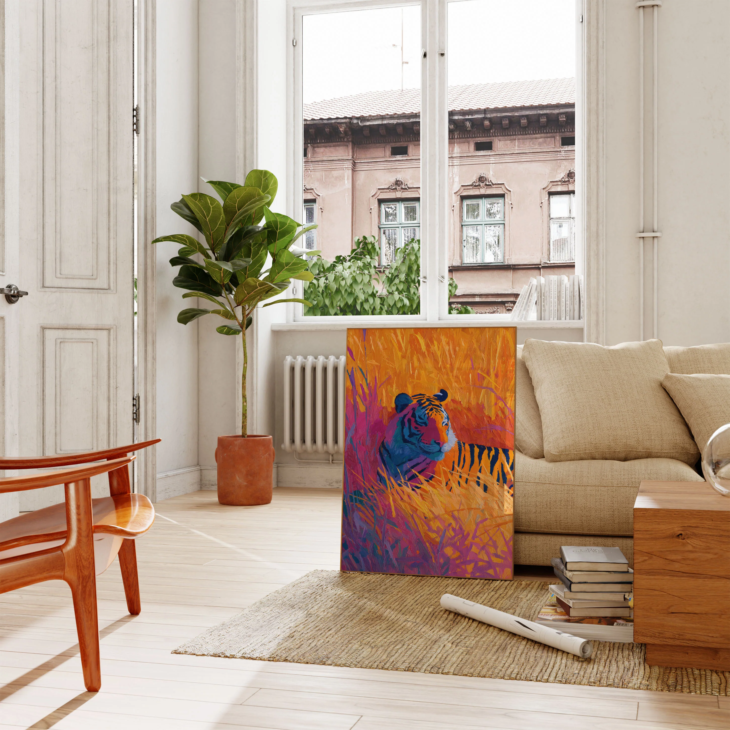Vibrant Tiger in the Grassland Poster - Image 2