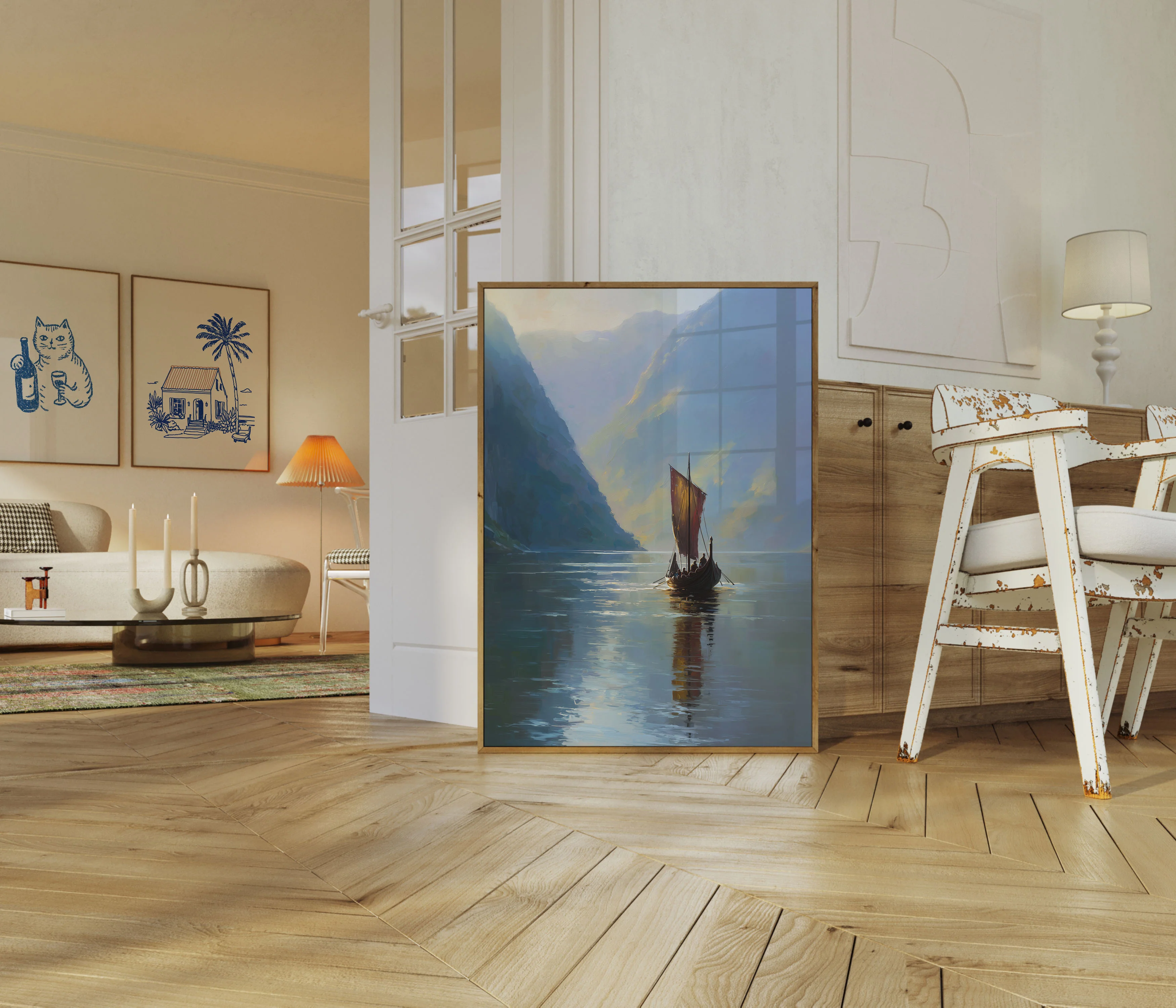 Viking Ship Mountain Fjord Poster - Image 5