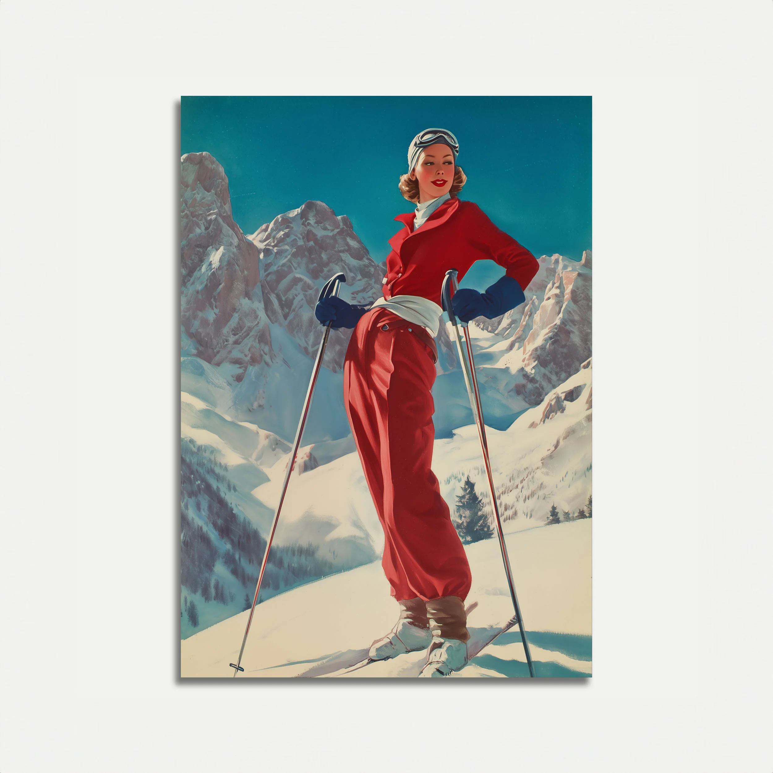 Vintage Alpine Skiing Poster