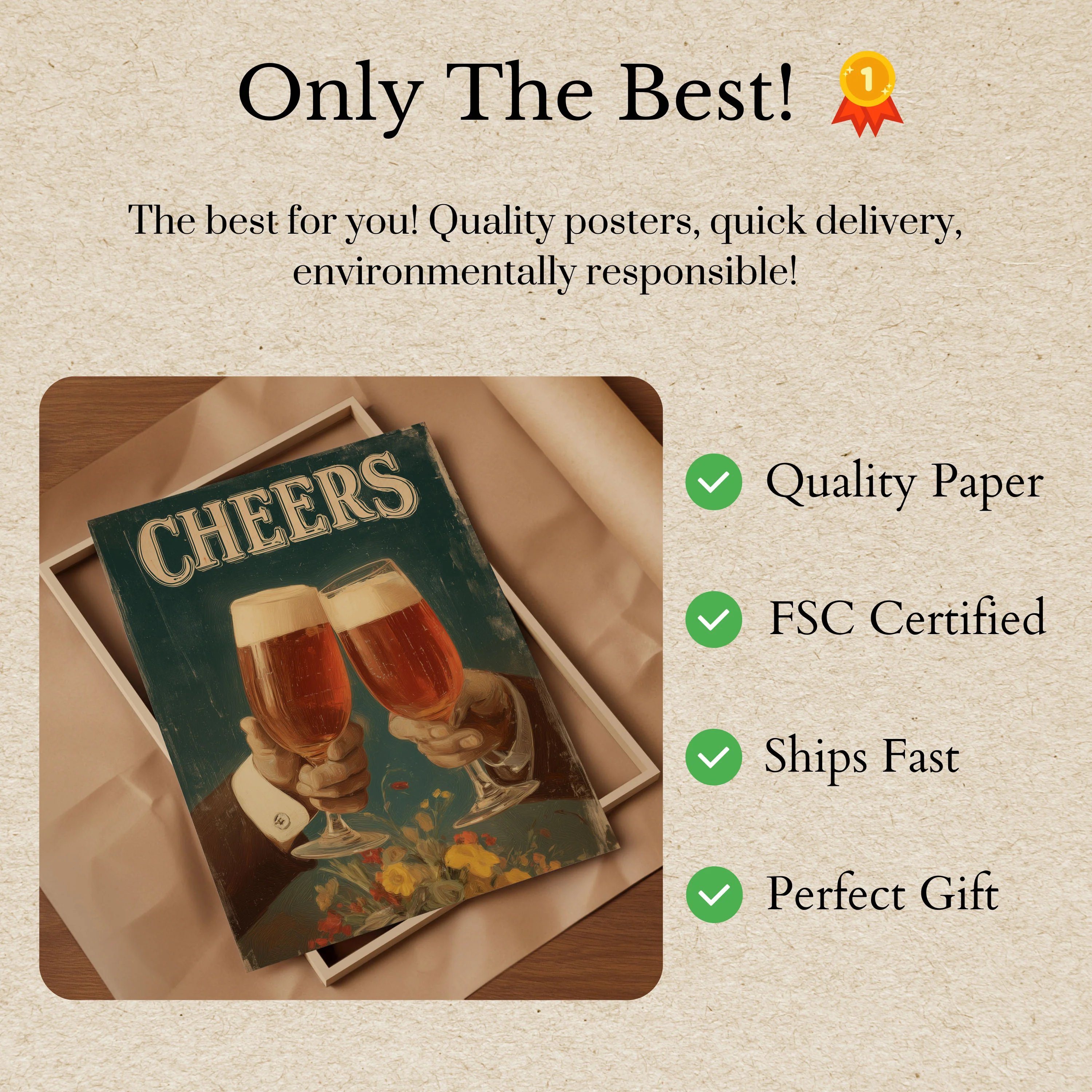 Vintage Beer Cheers Toast Poster - Image 3