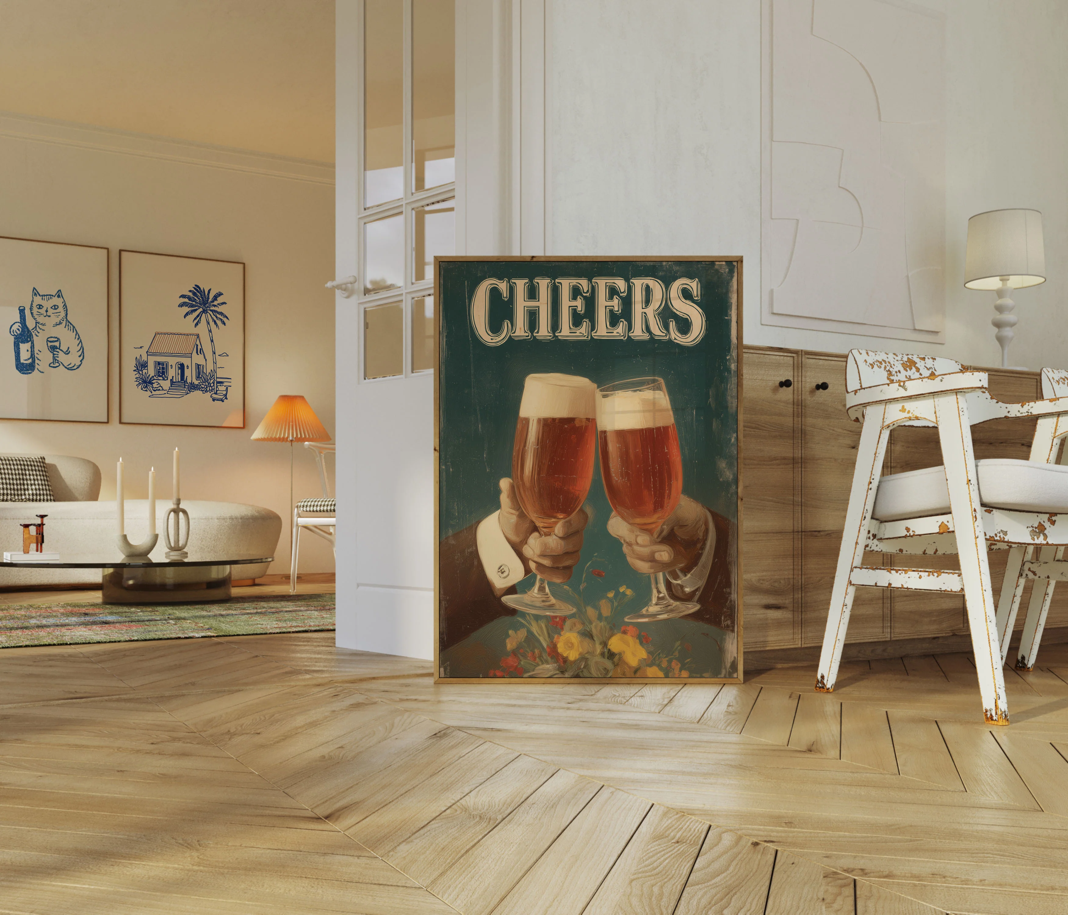 Vintage Beer Cheers Toast Poster - Image 5