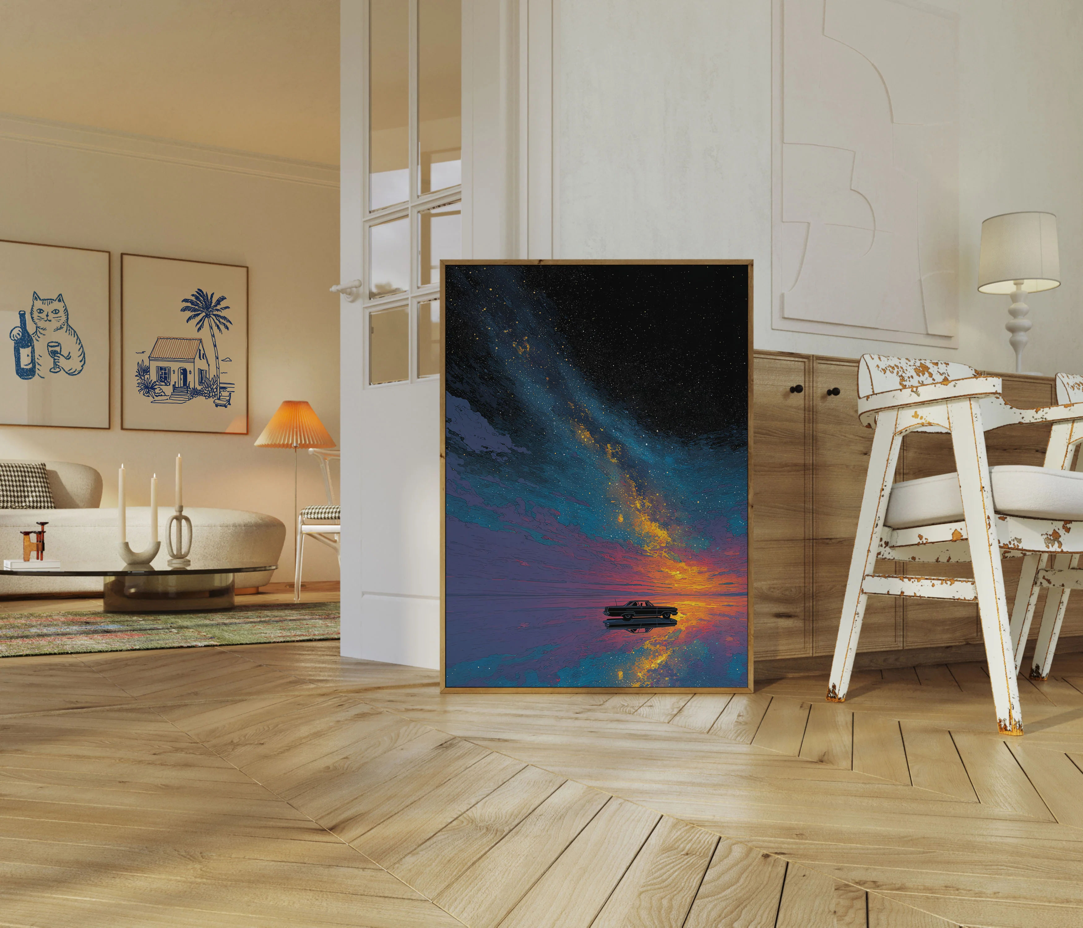 Vintage Car Under Starry Sky Poster - Image 5