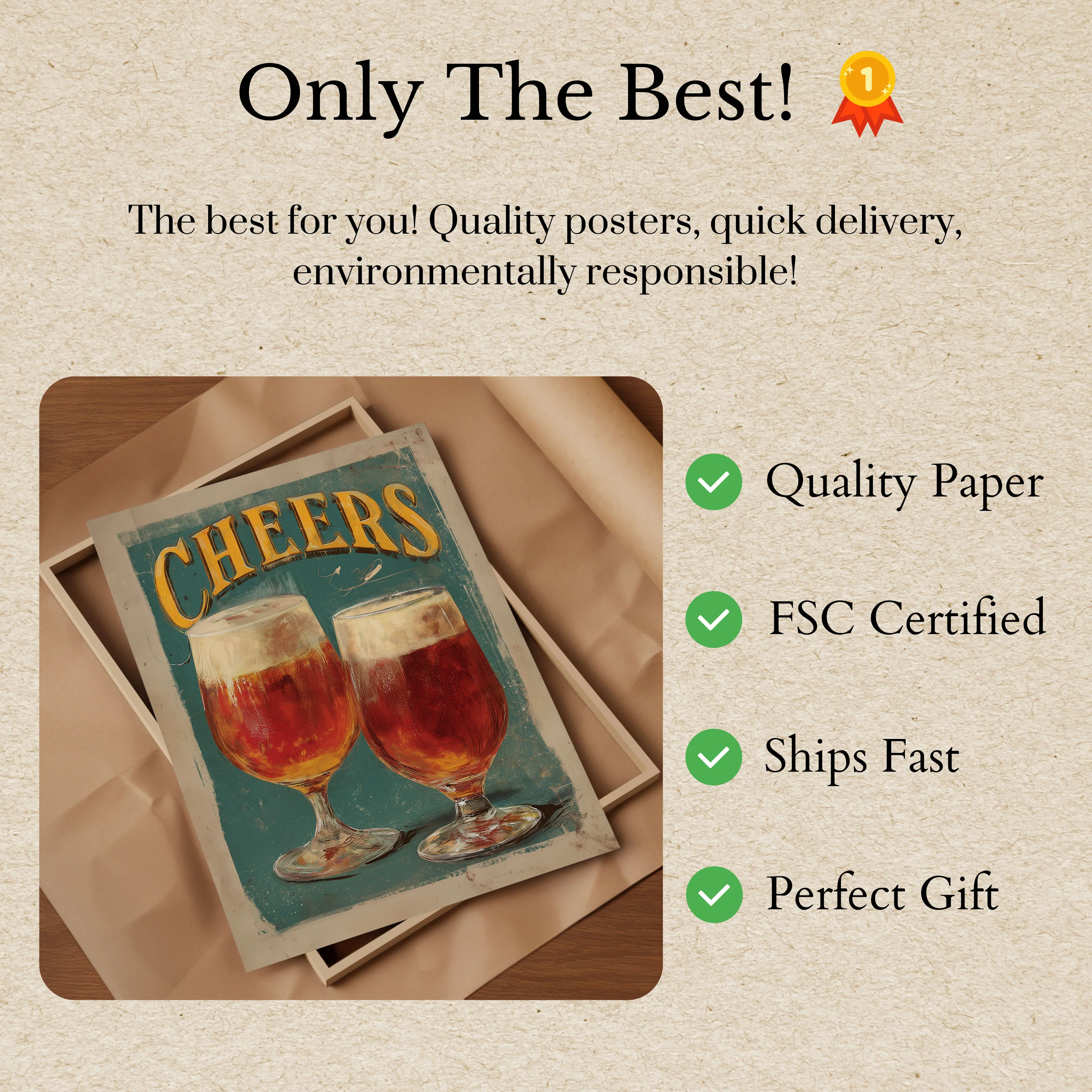 Vintage Cheers Beer Glasses Poster - Image 3