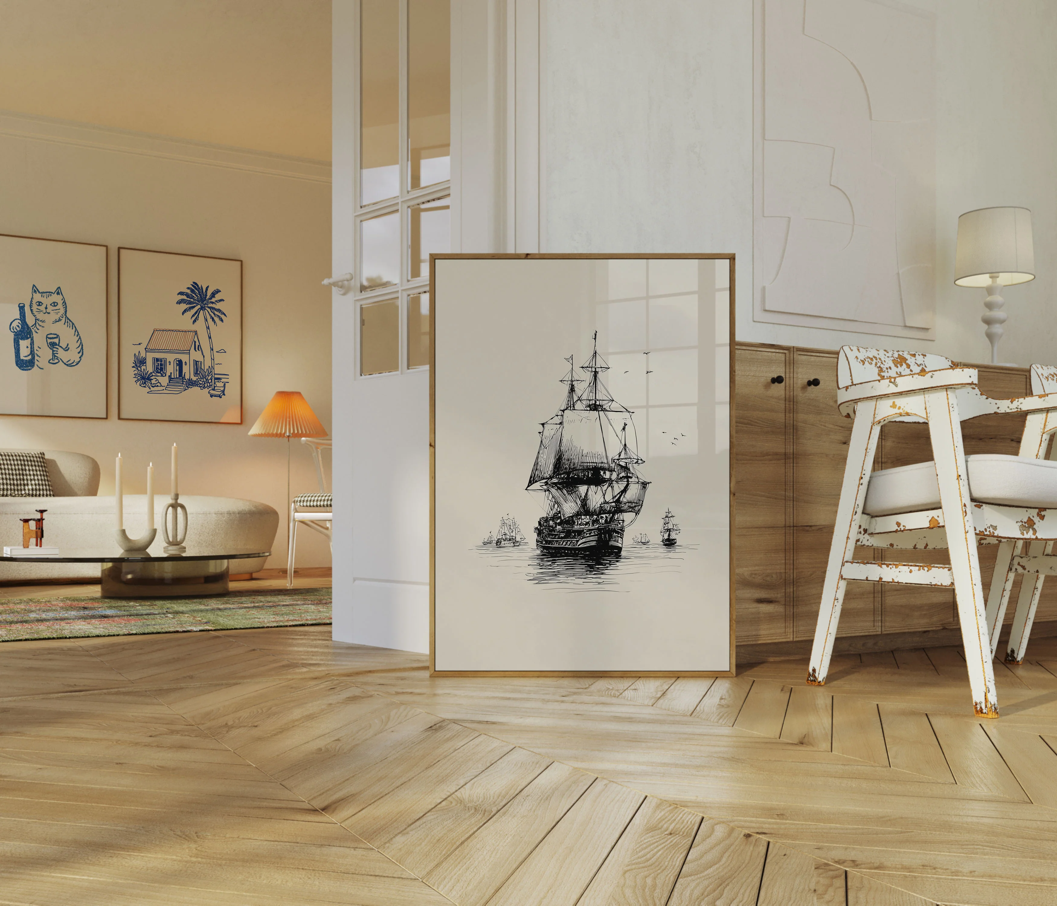 Vintage Nautical Sailing Ship Poster - Image 5