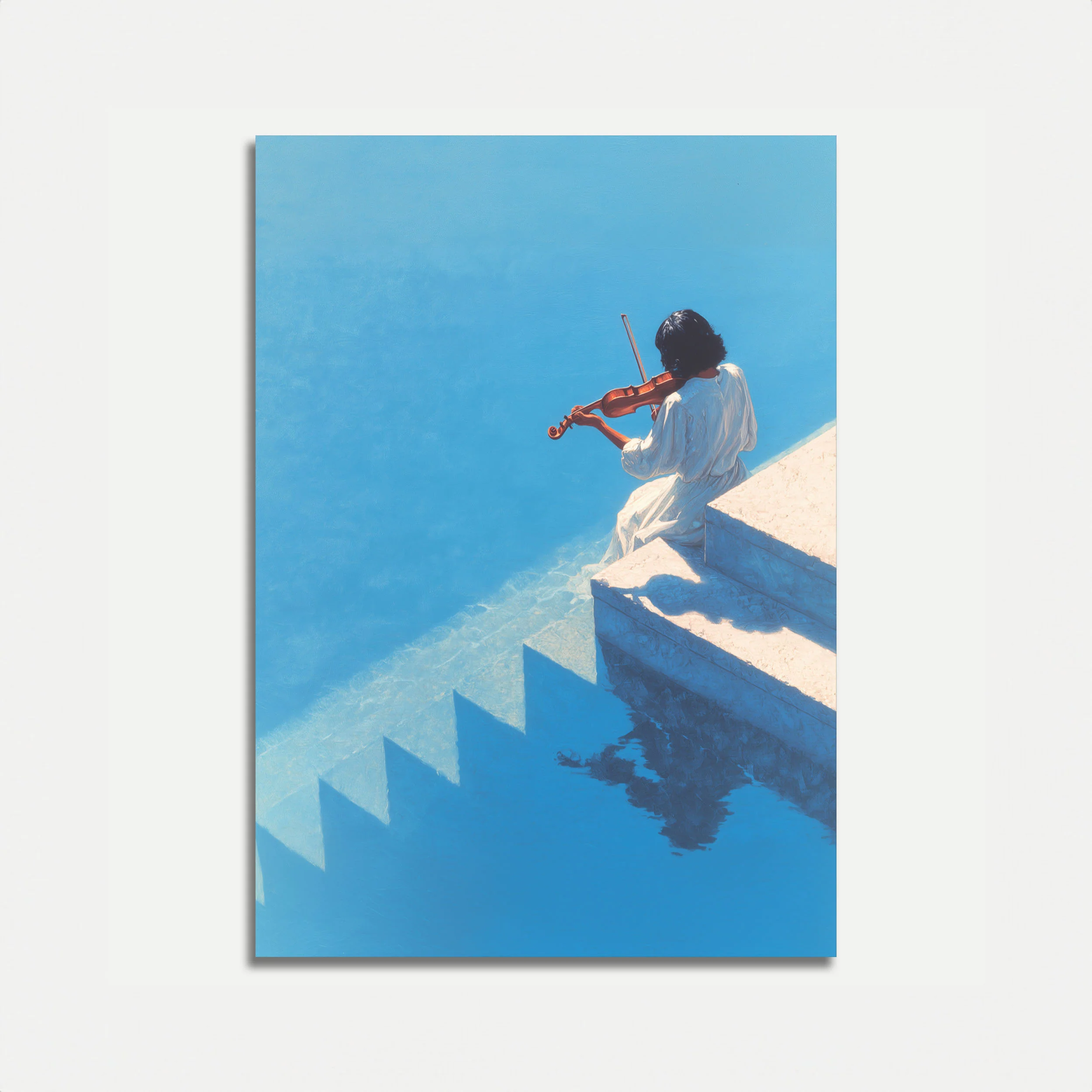 Violin Solitude Blue Steps Poster