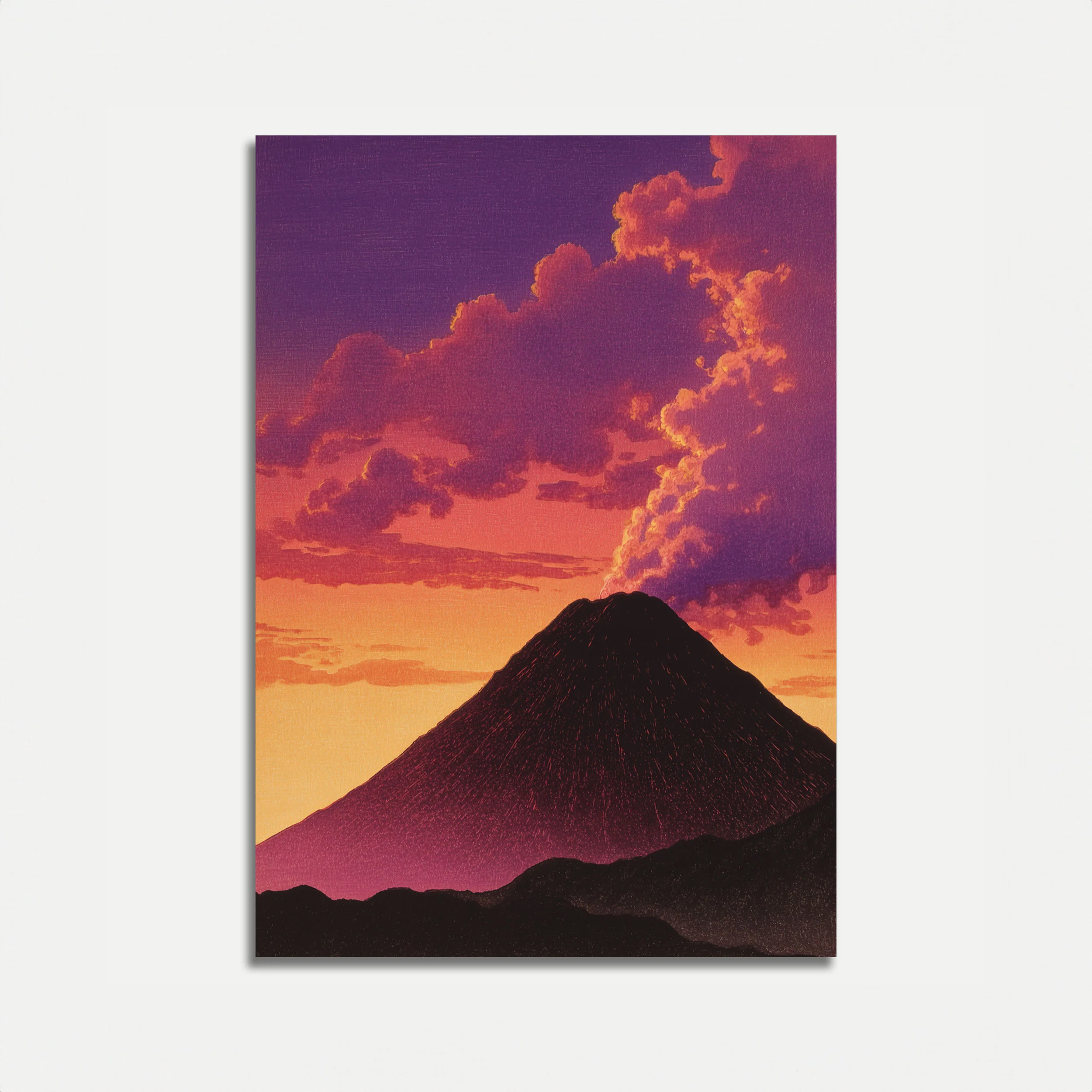 Volcanic Sunset Mountain Poster