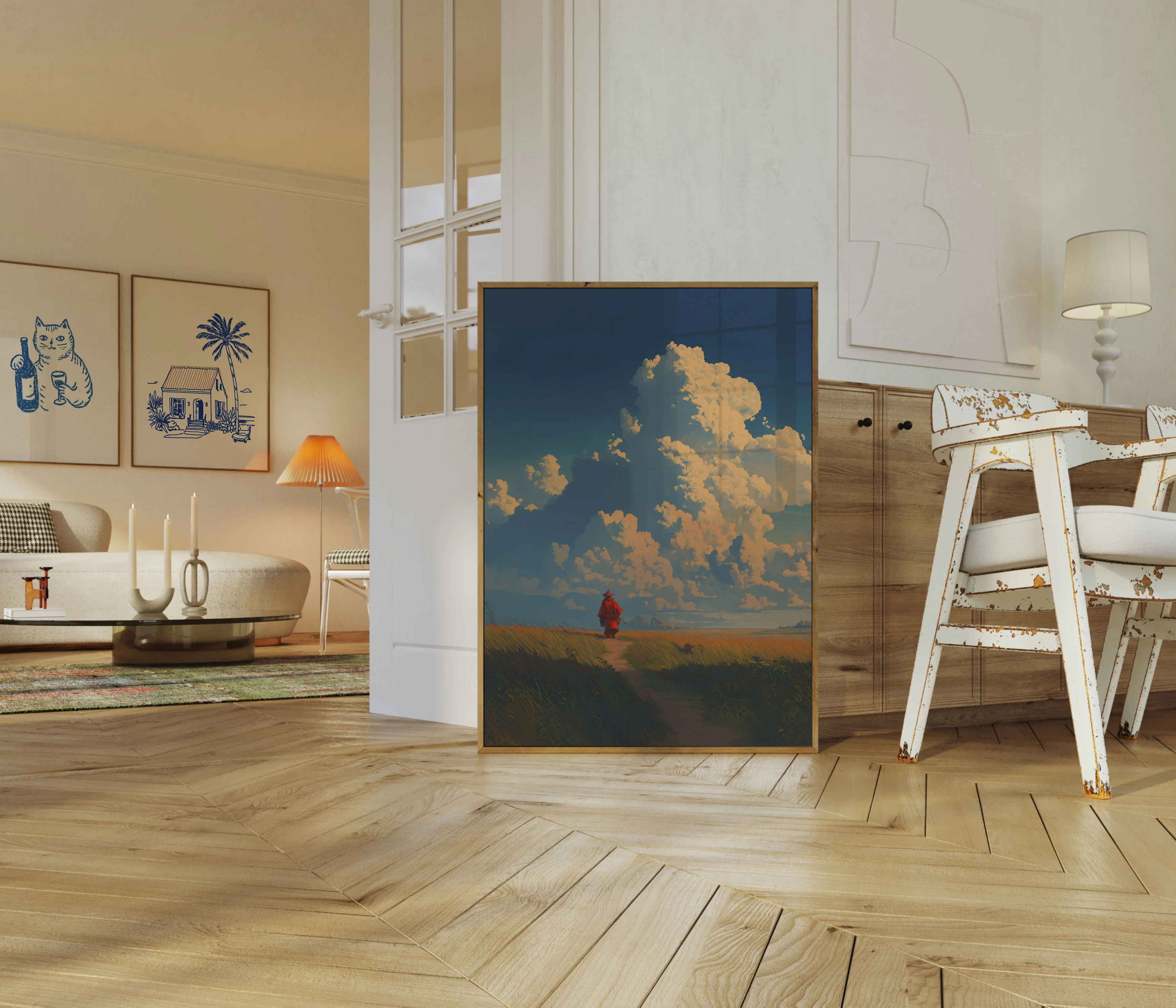 Wanderer in Golden Grassland Poster - Image 5