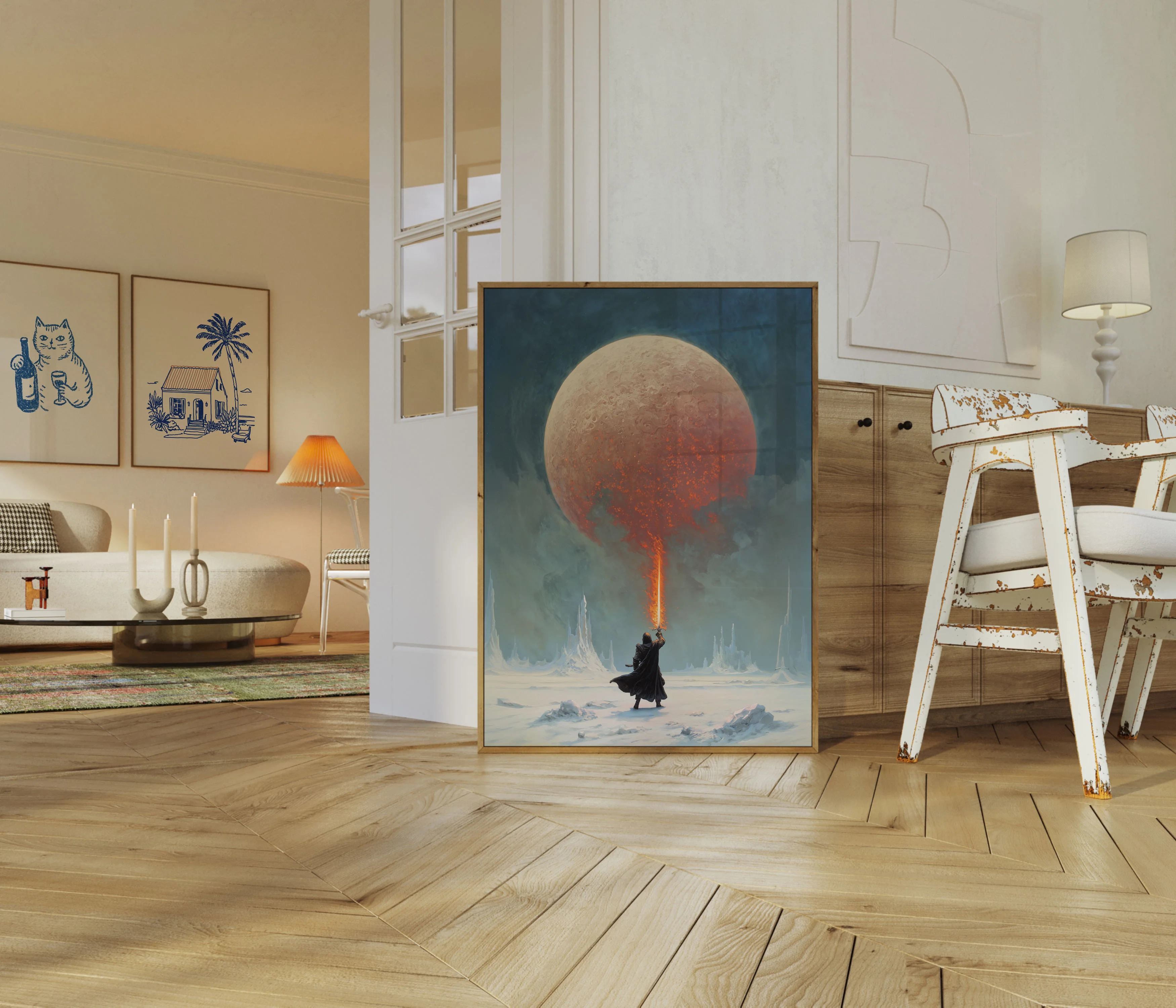 Warrior Igniting the Crimson Moon Poster - Image 5