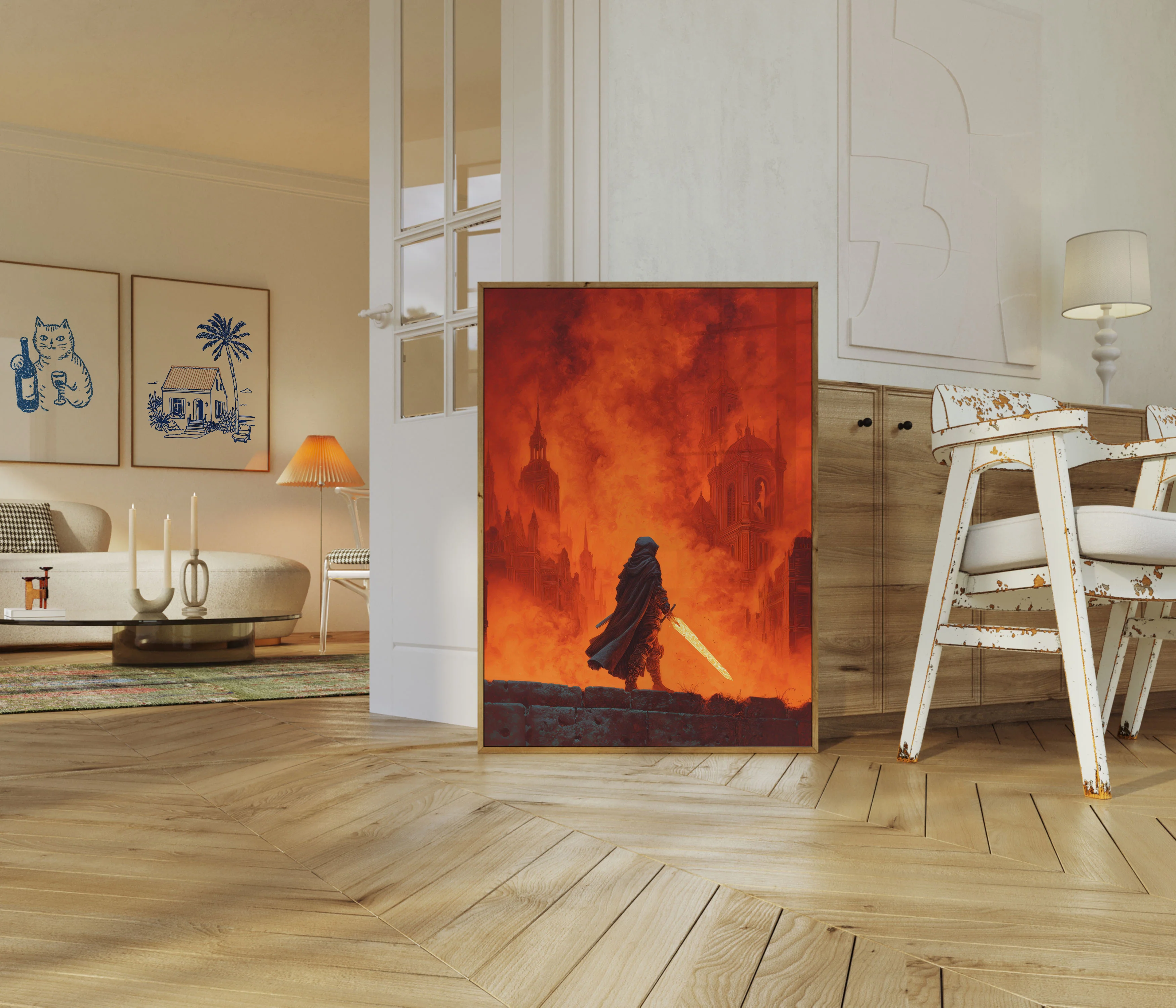 Warrior in Burning City Poster - Image 5