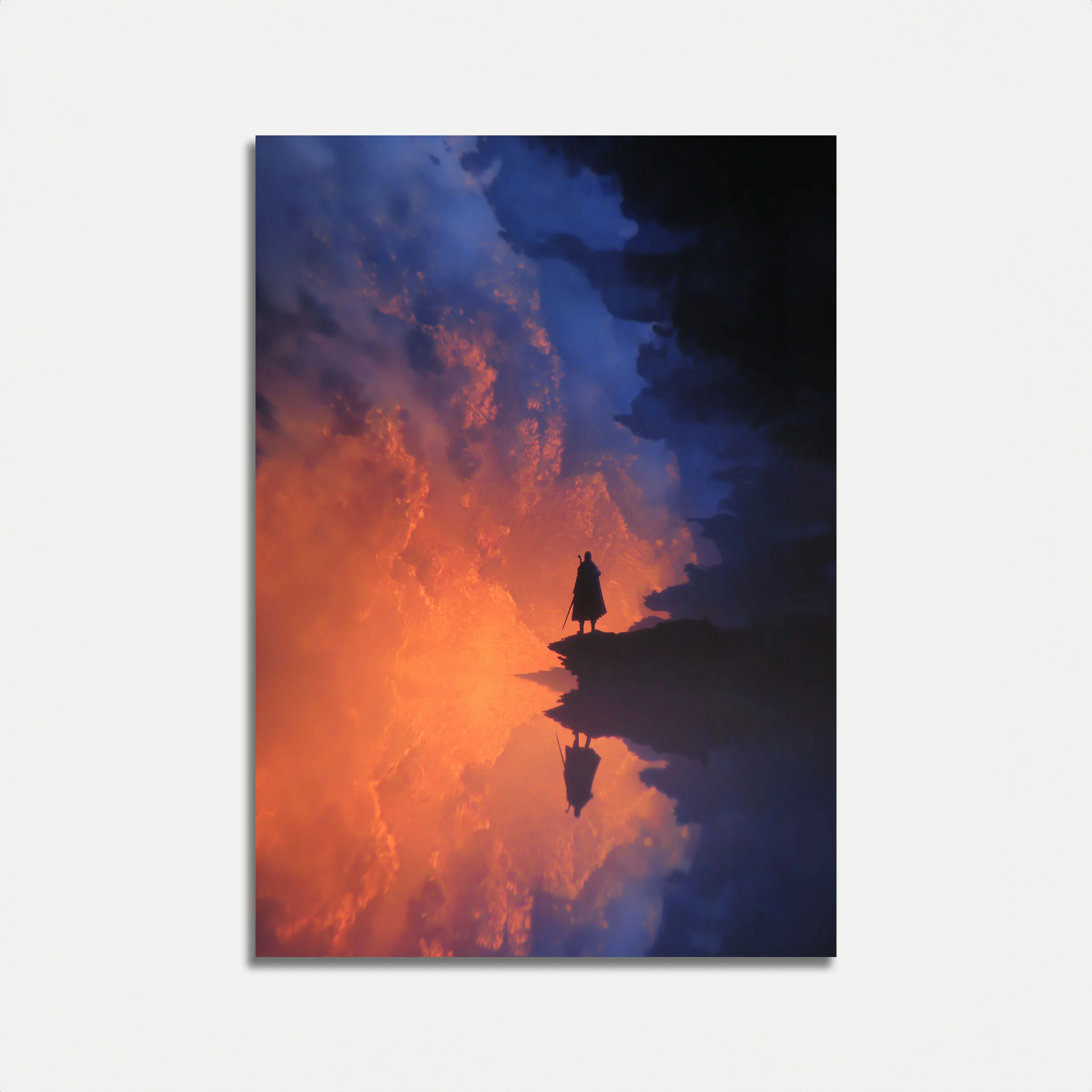 Warrior Standing in Clouds Poster