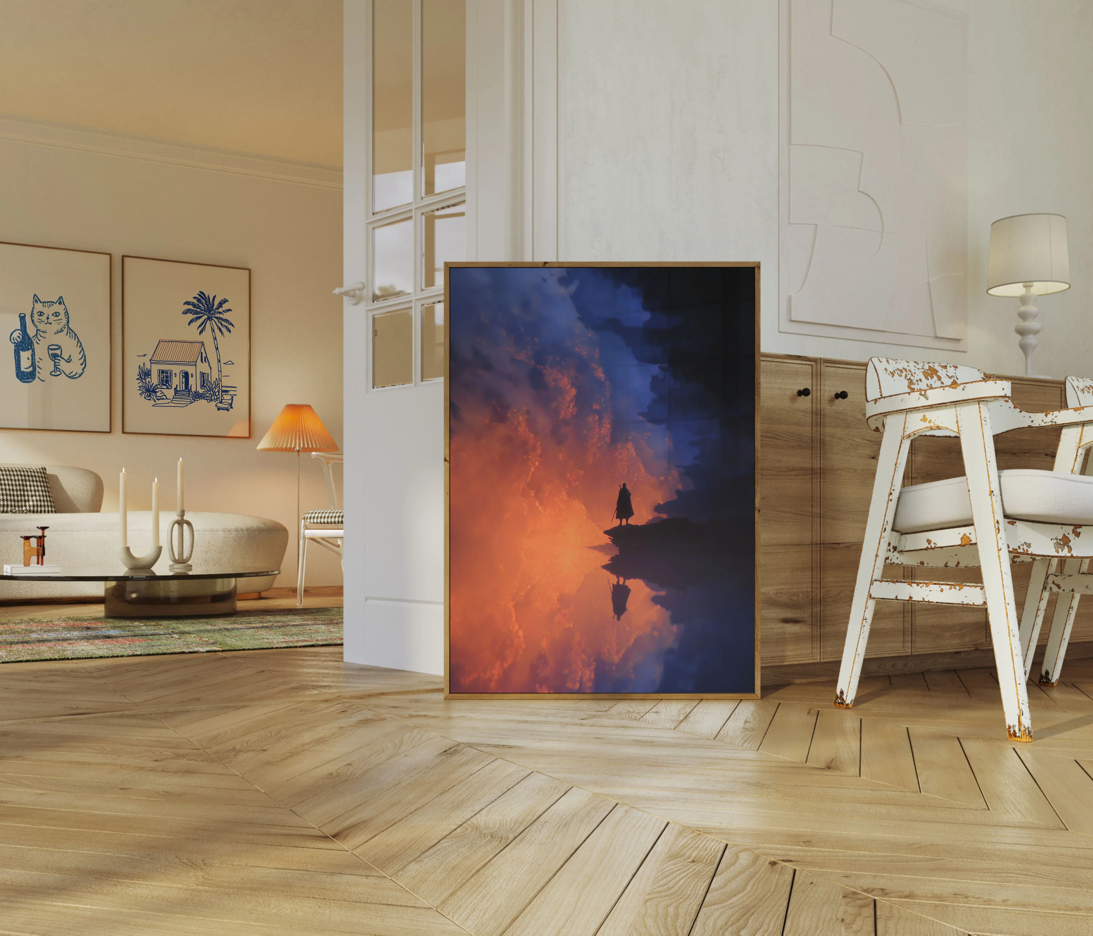 Warrior Standing in Clouds Poster - Image 5