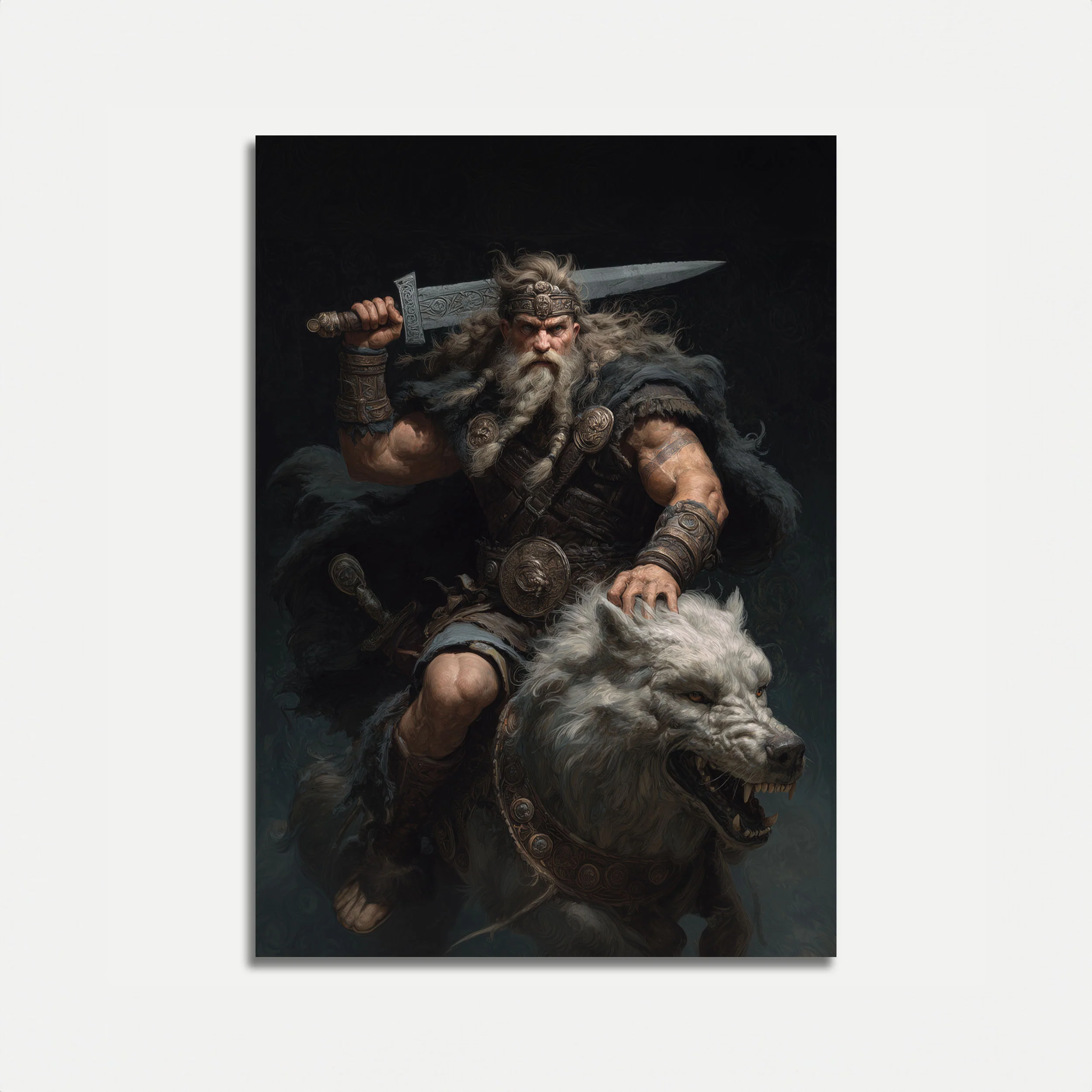 Warrior Viking Wolf Rider Poster
