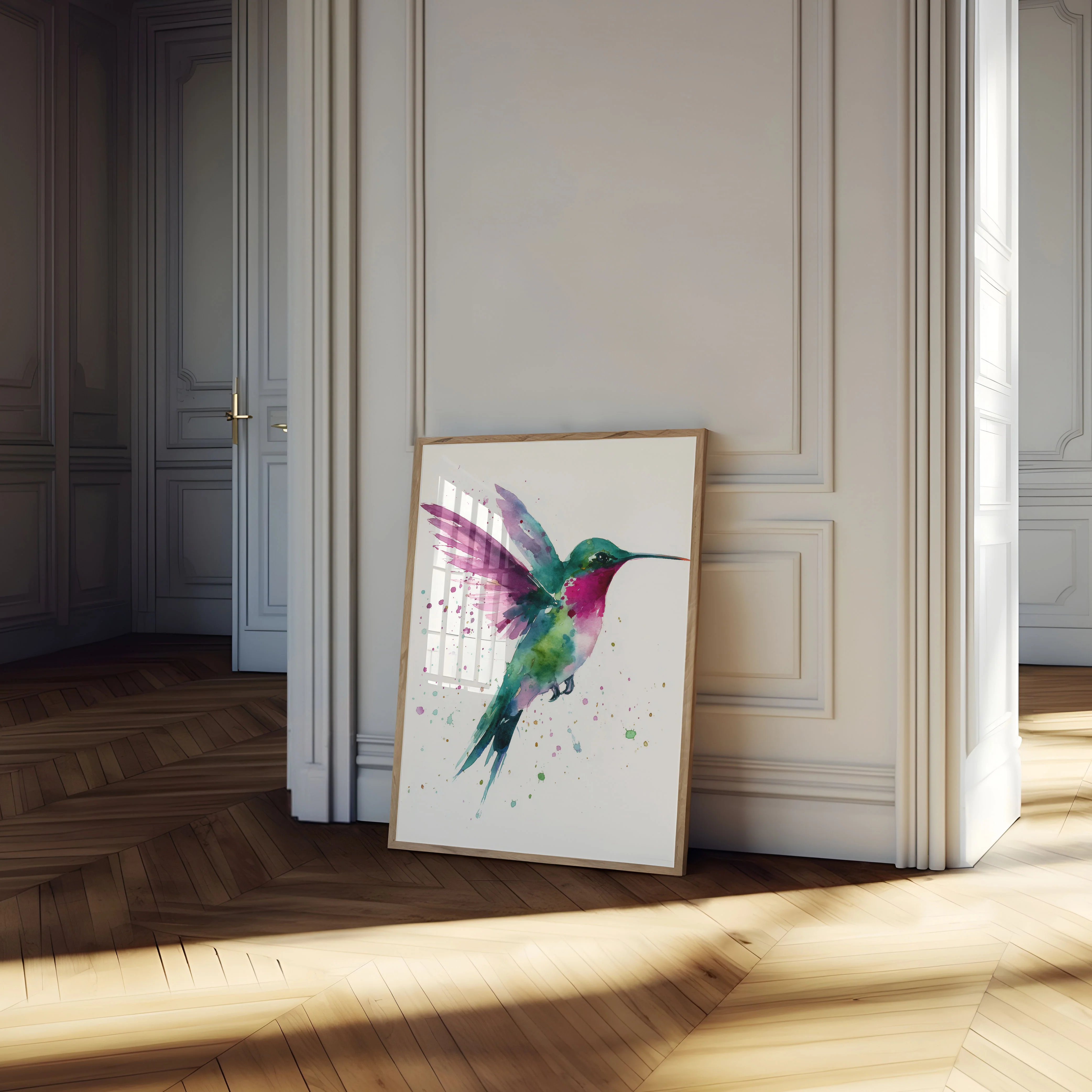 Watercolor Hummingbird in Flight Poster - Image 4