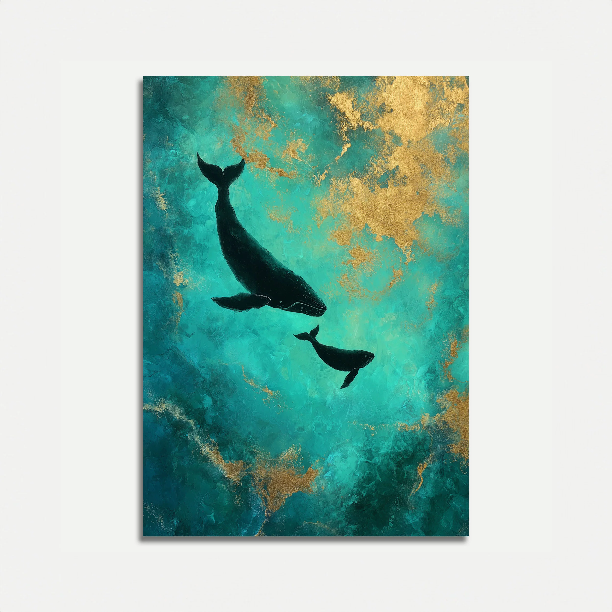 Whale Family Ocean Depths Poster