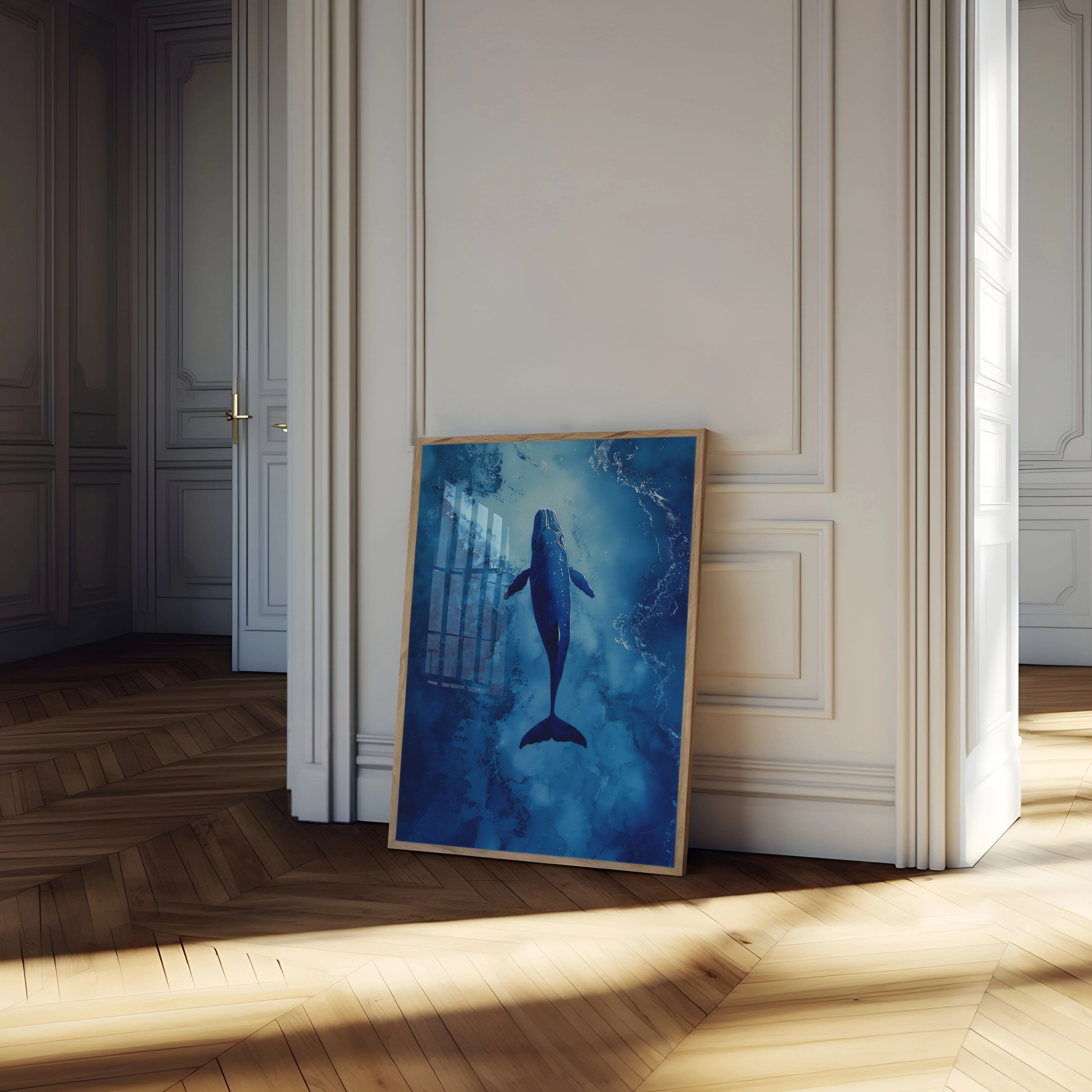 Whale Swimming in Blue Ocean Poster - Image 4