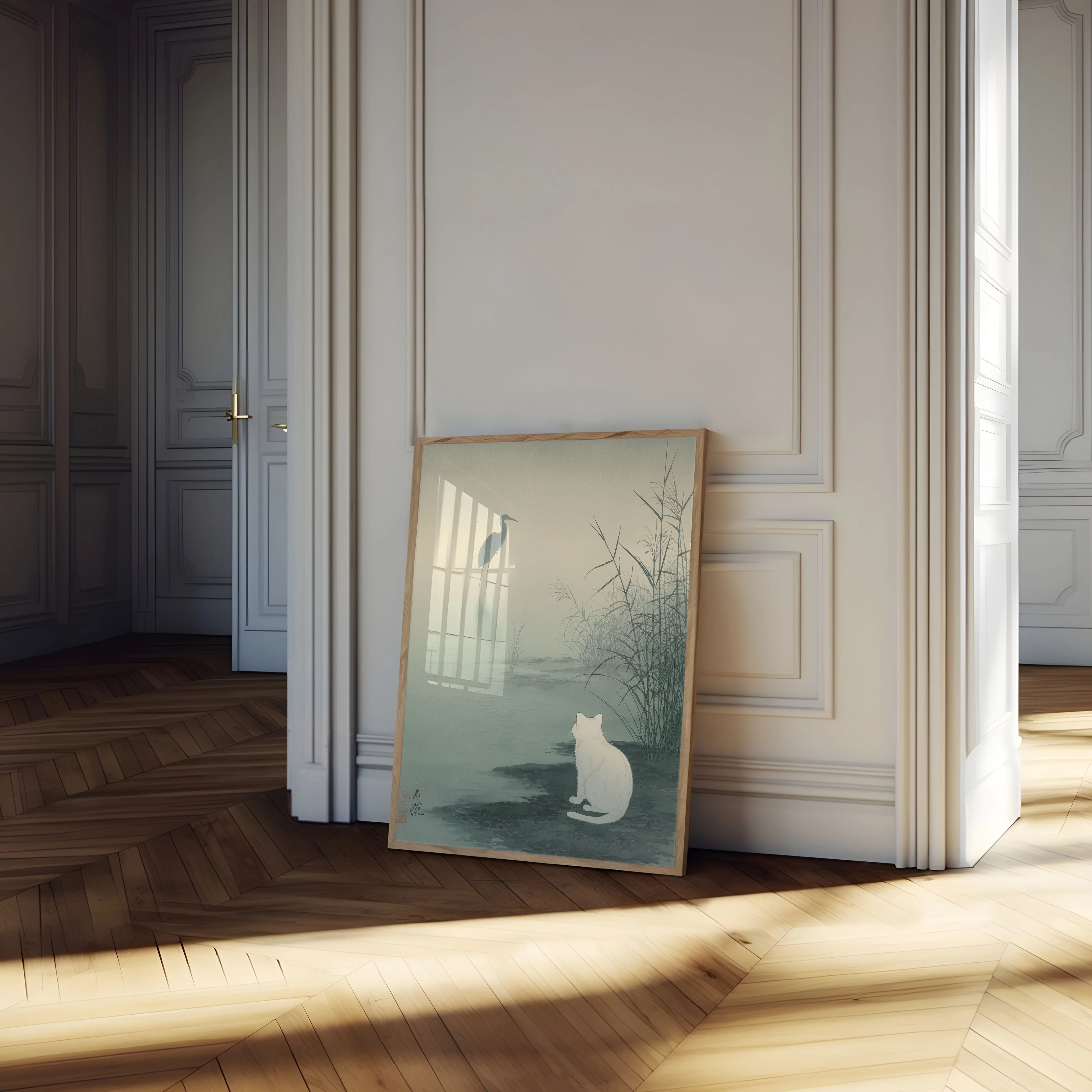 White Cat and Heron Poster - Image 4