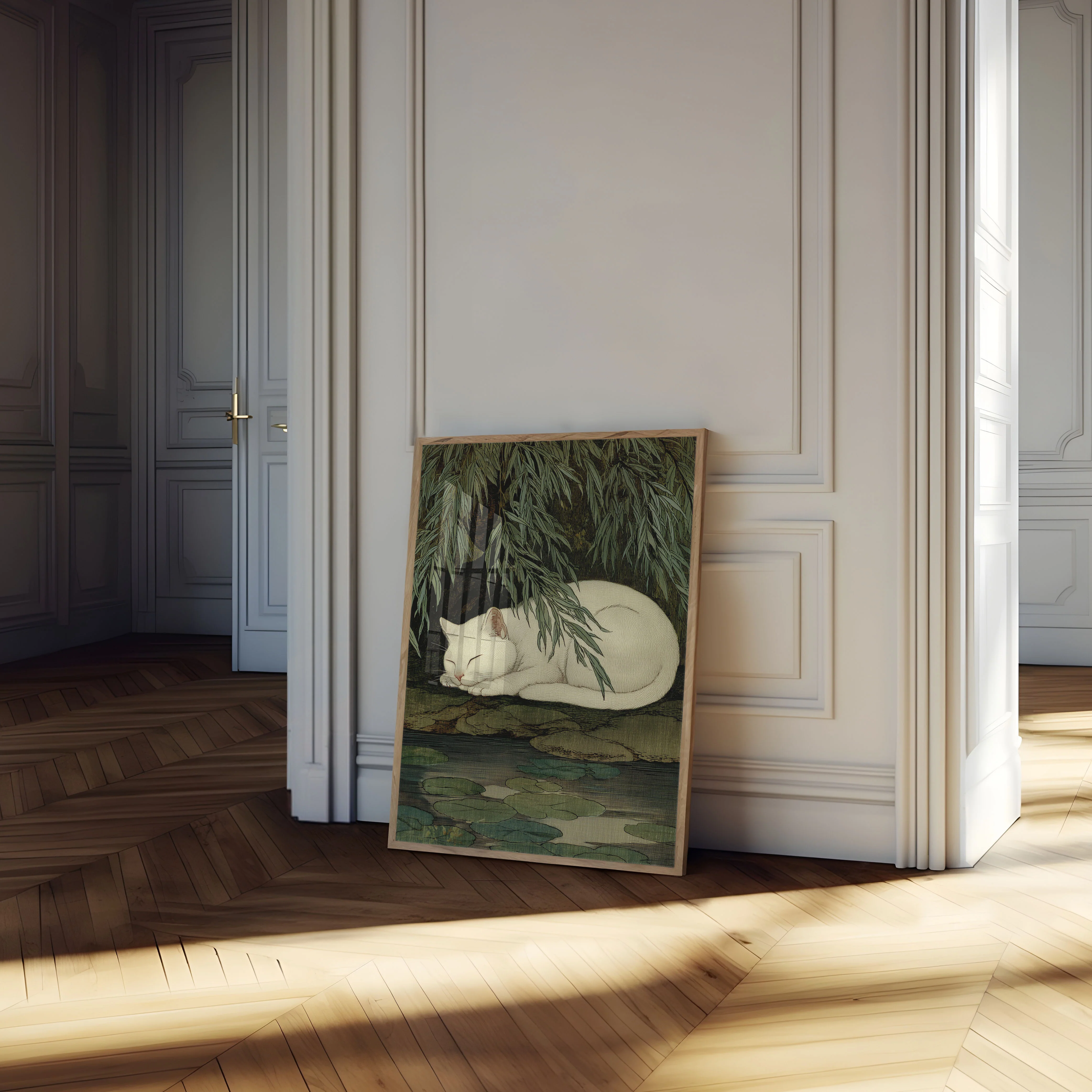 White Cat by the Pond Poster - Image 4