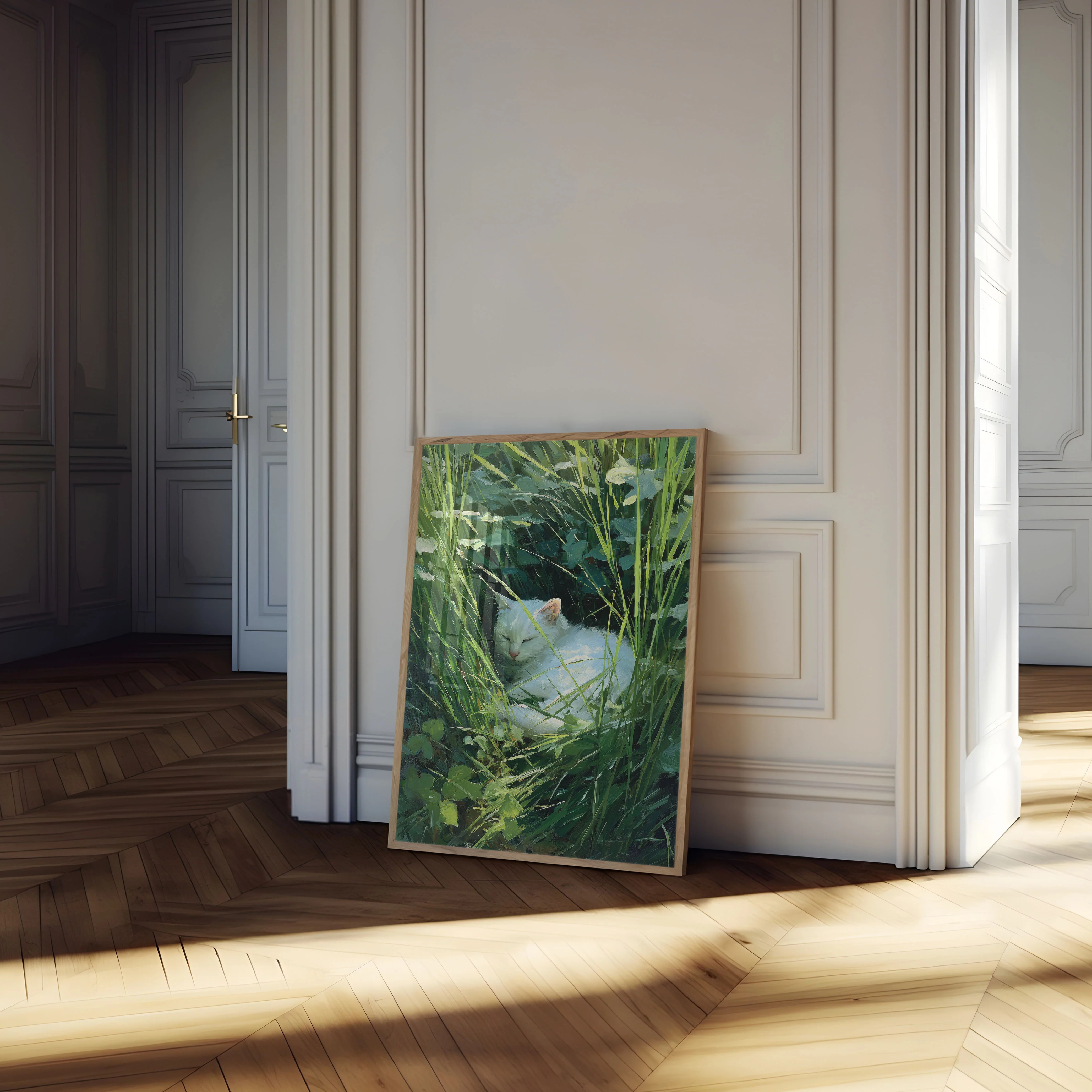 White Cat by the Pond Poster - Image 4
