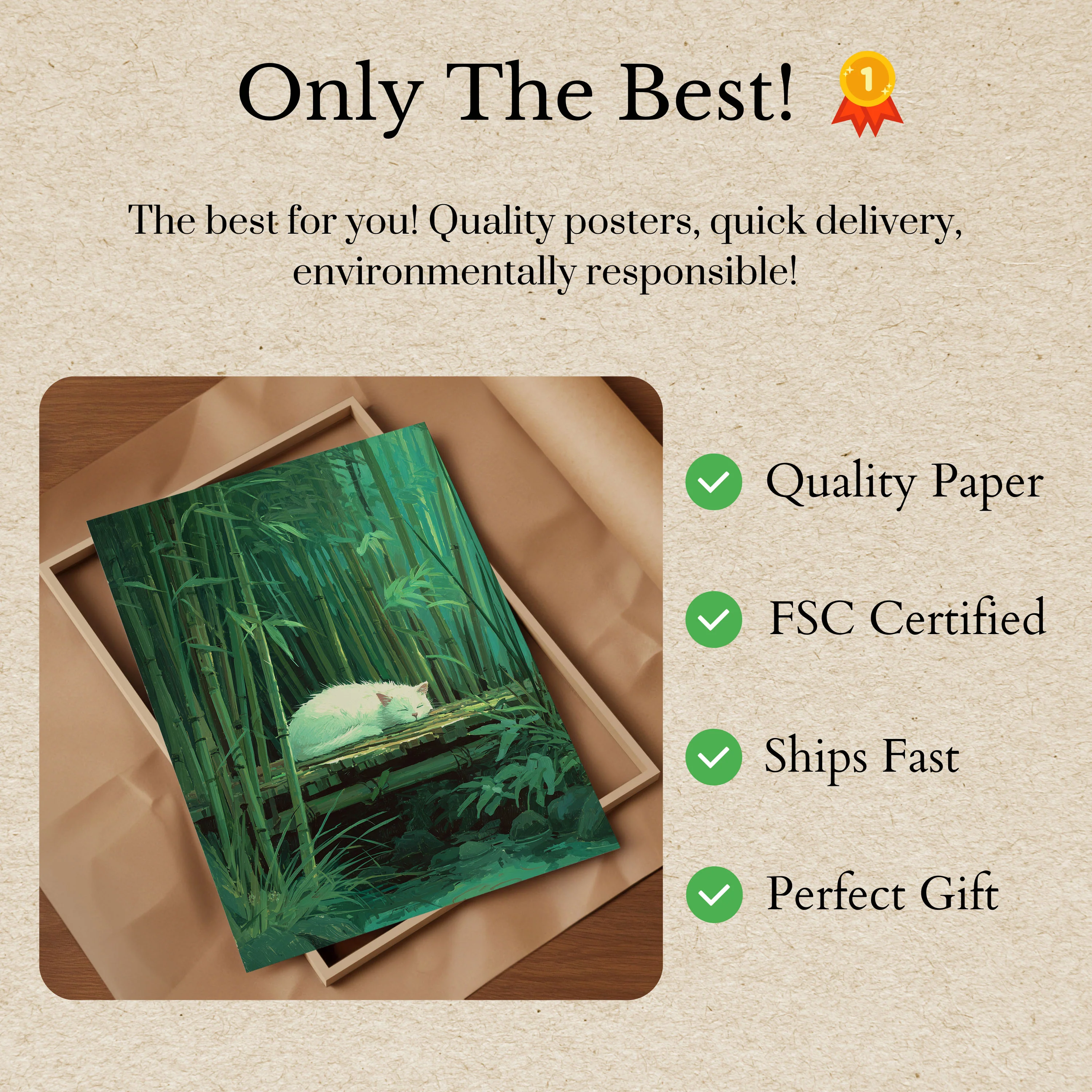 White Cat in Bamboo Forest Poster - Image 3