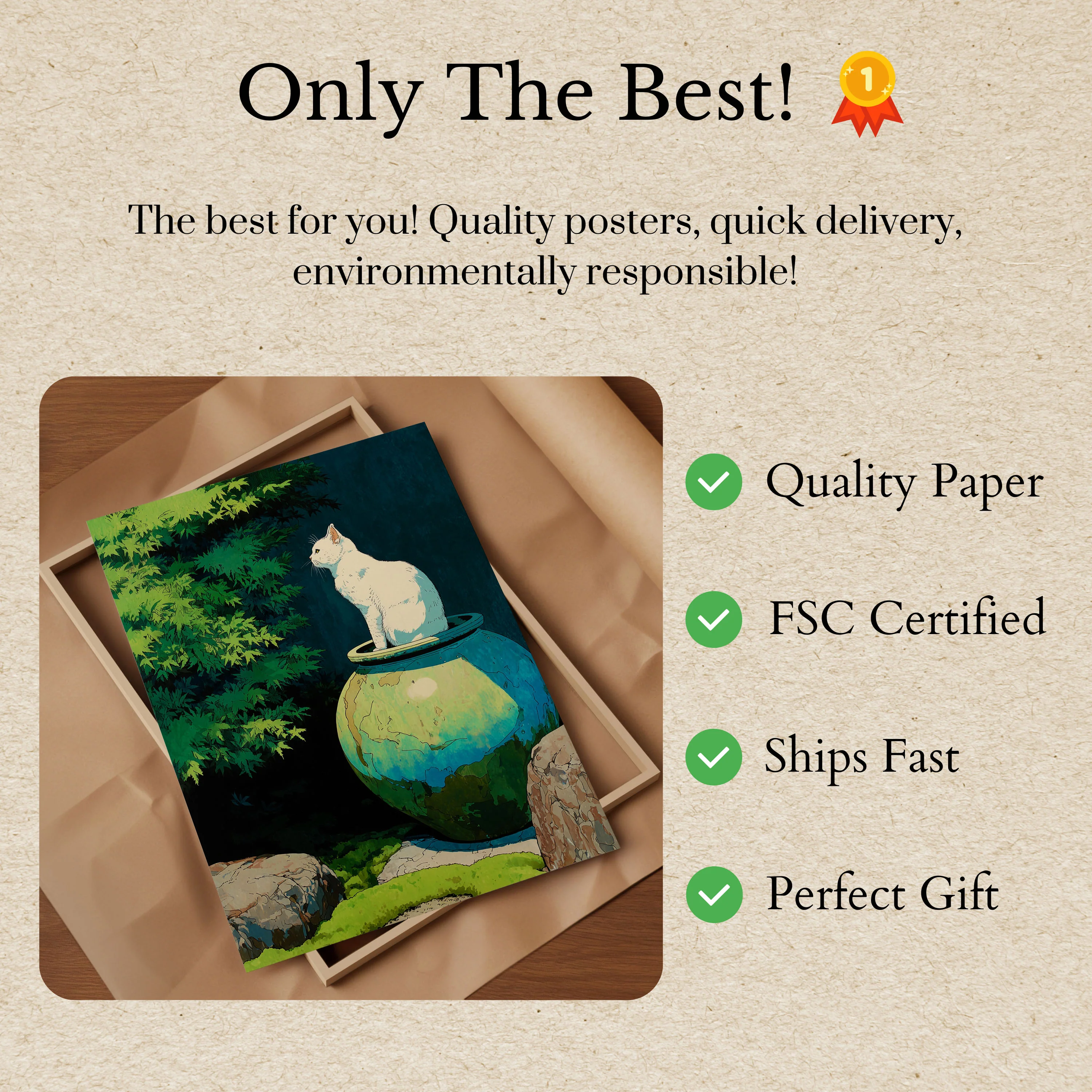 White Cat on Earthen Pot Poster - Image 3