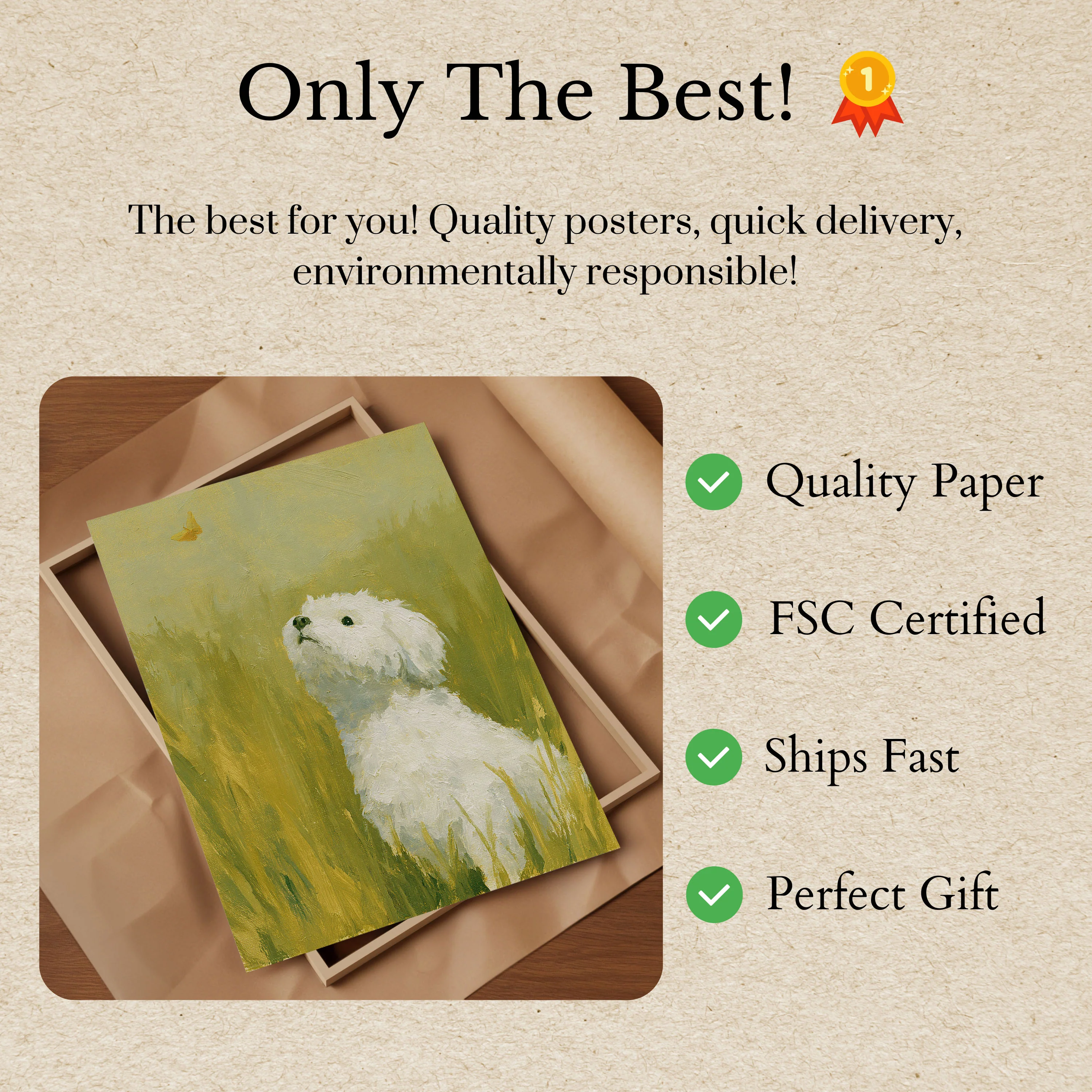 White Dog in Meadow Poster - Image 3