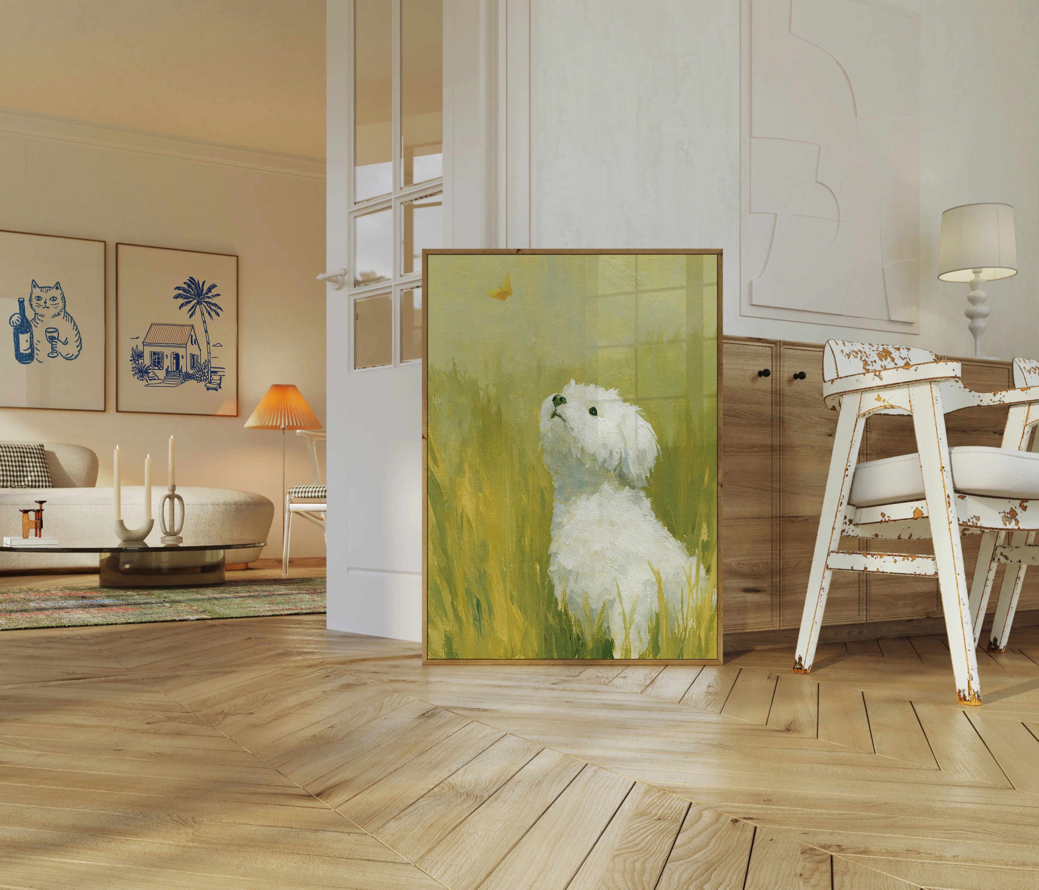White Dog in Meadow Poster - Image 5