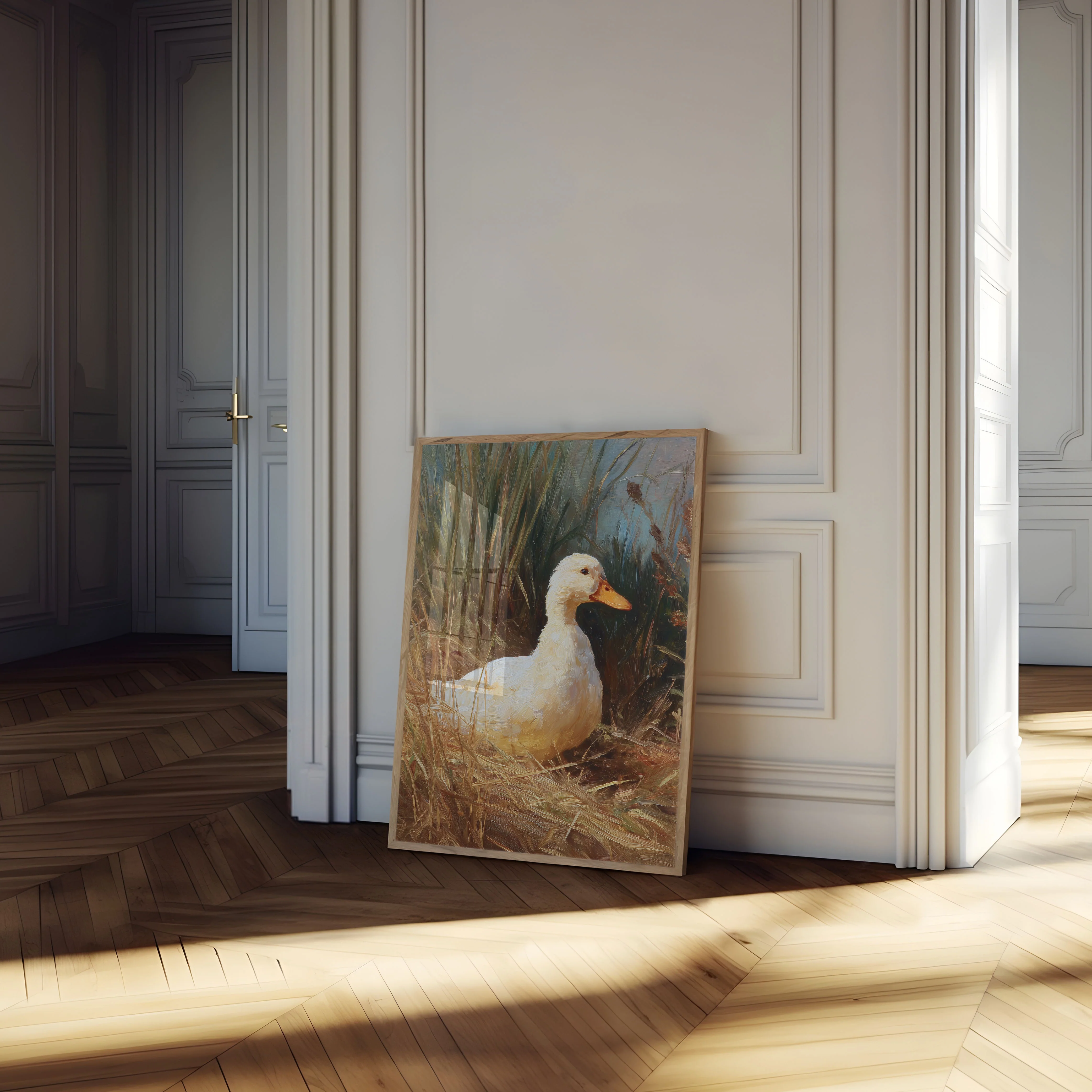 White Duck in Grassy Meadow Poster - Image 4