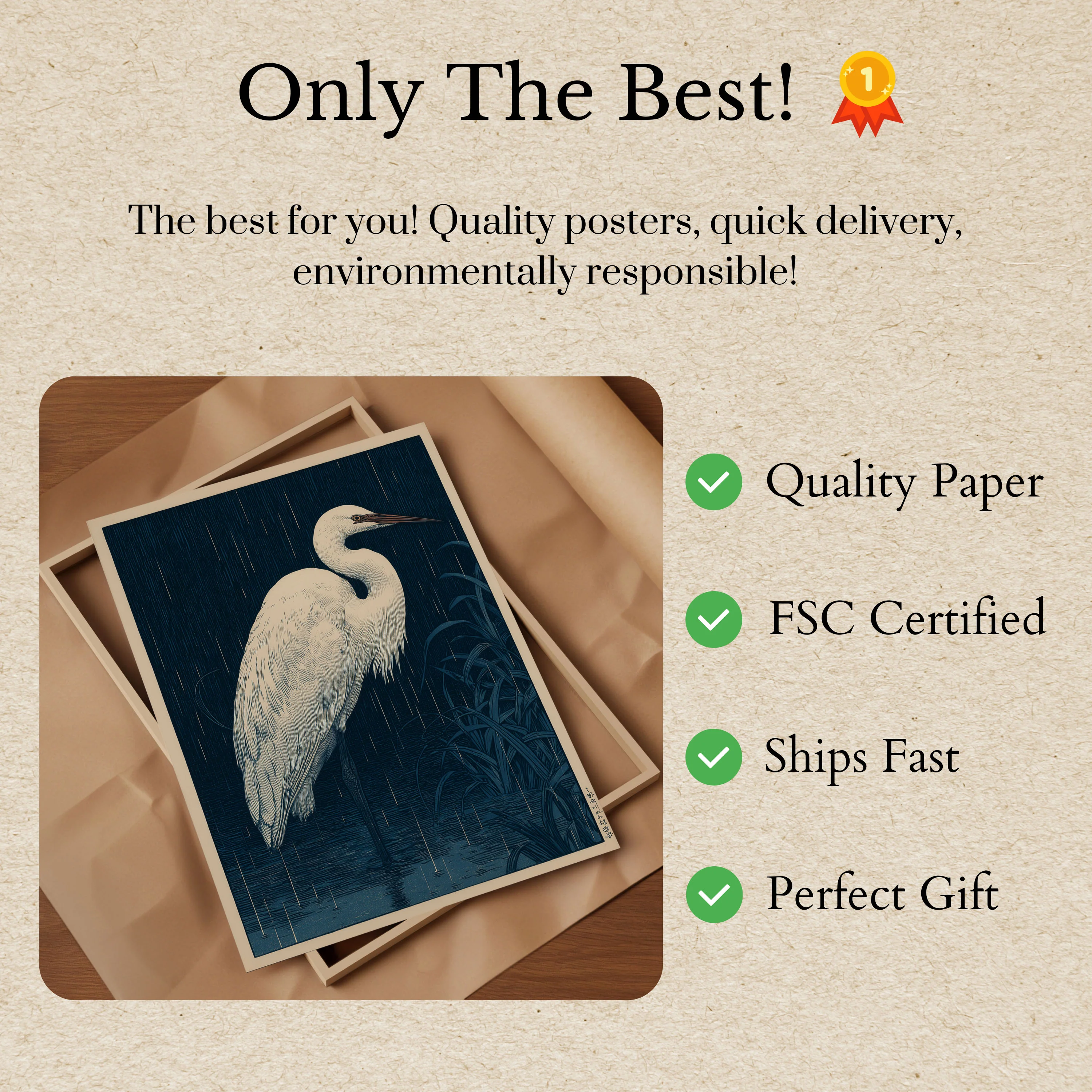 White Egret in Rainfall Poster - Image 3