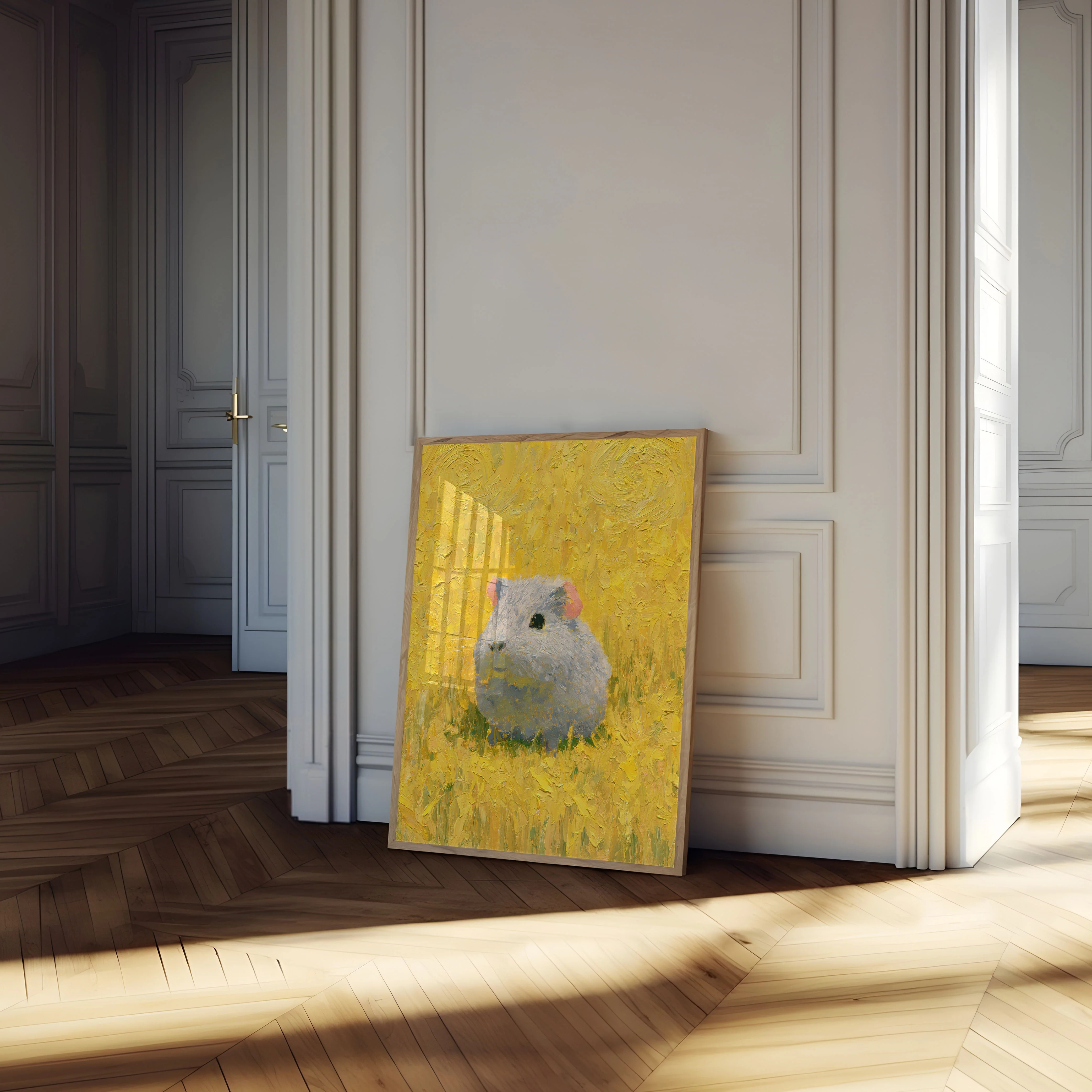 White Guinea Pig Portrait Poster - Image 4