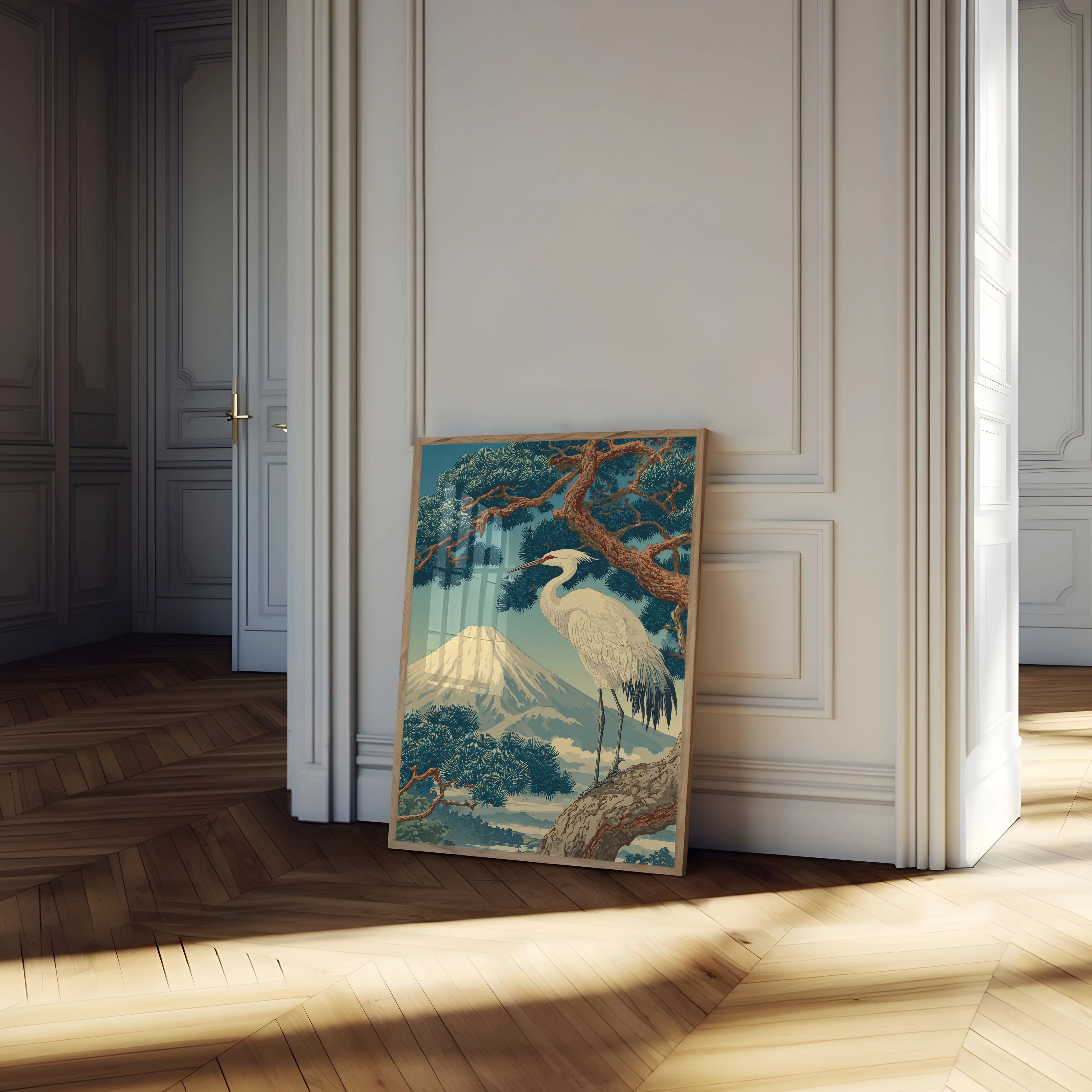 White Heron and Mount Fuji Poster - Image 4