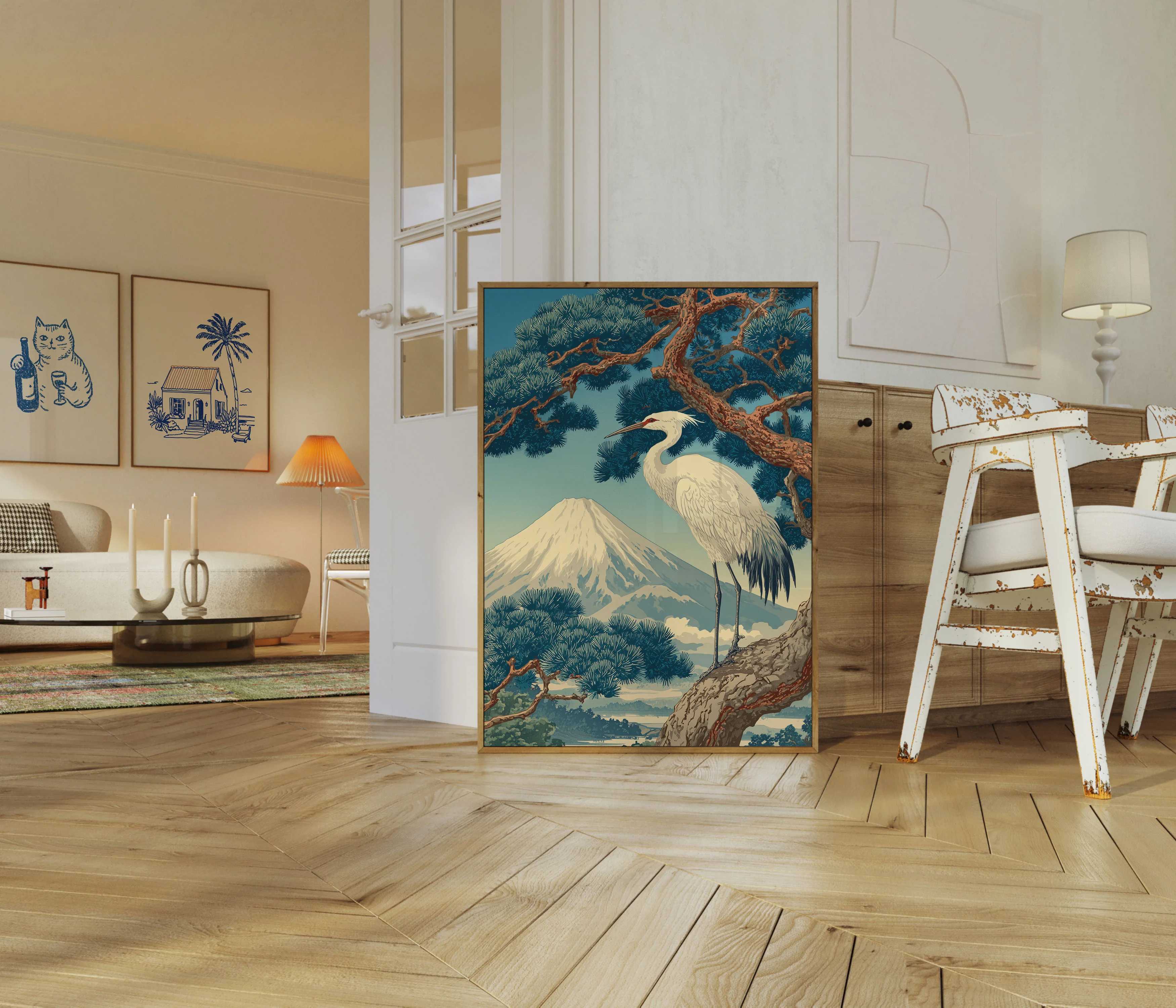 White Heron and Mount Fuji Poster - Image 5