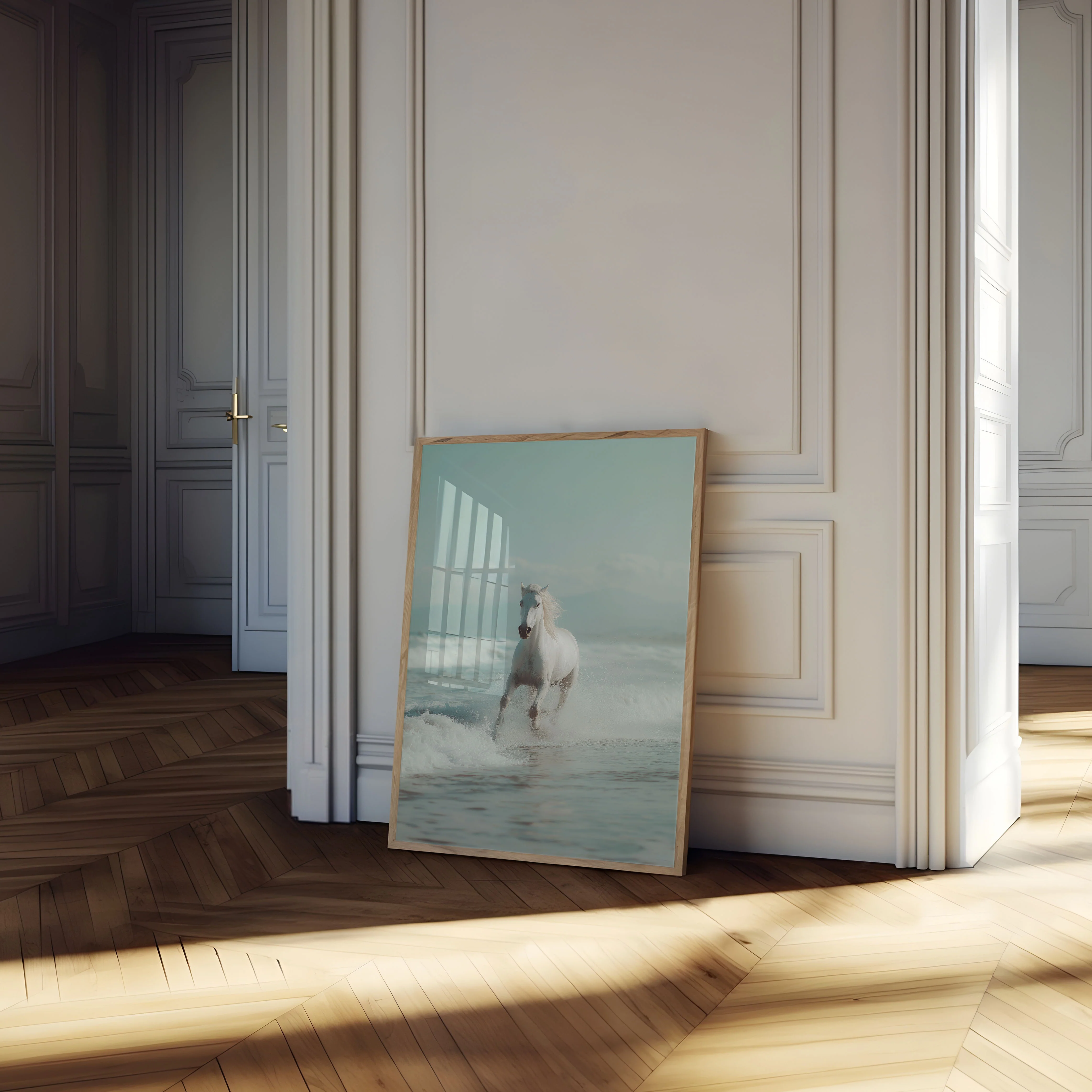 White Horse Ocean Wave Poster - Image 4