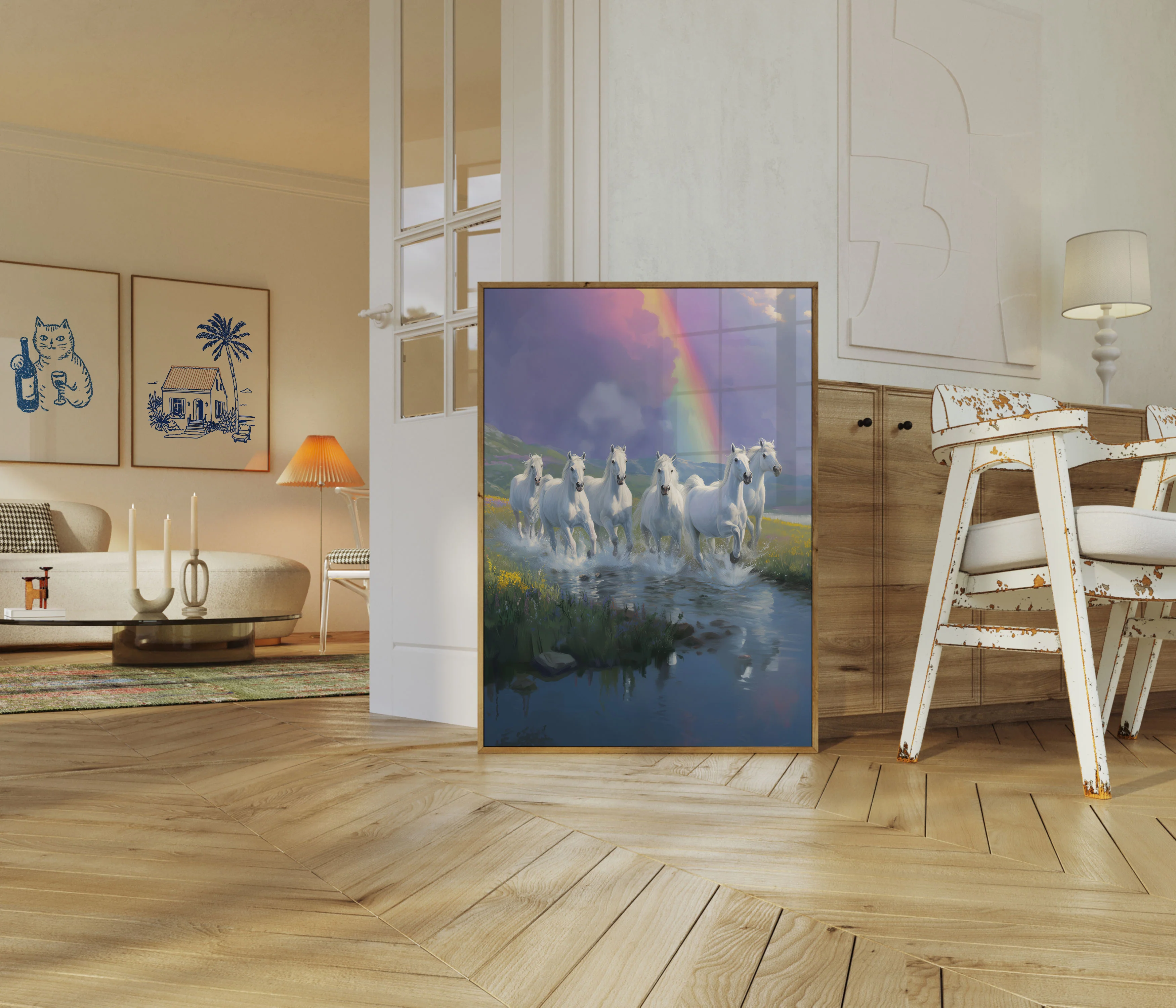 White Horses Rainbow Majesty Poster - Image 5
