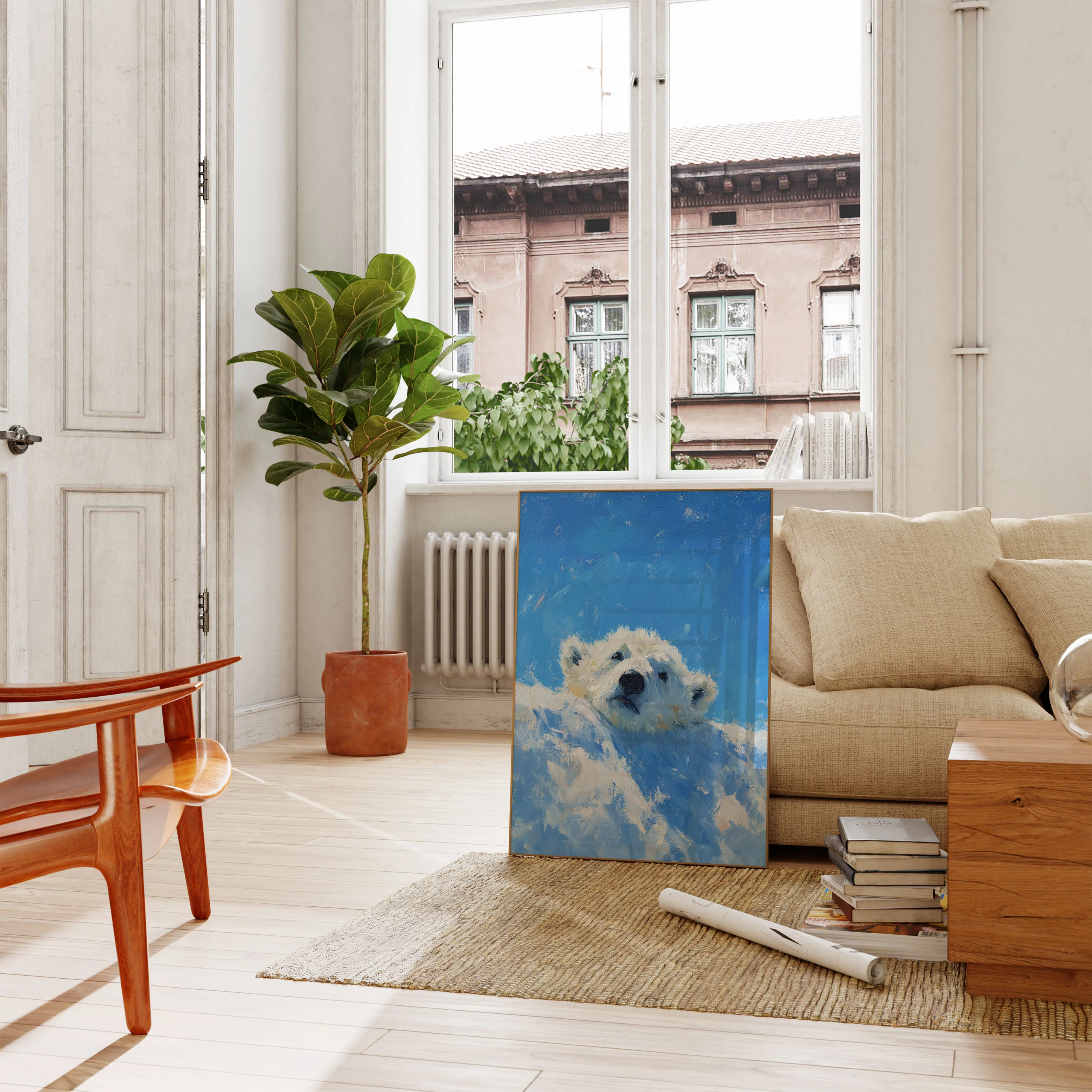 White Polar Bear Portrait Poster - Image 2