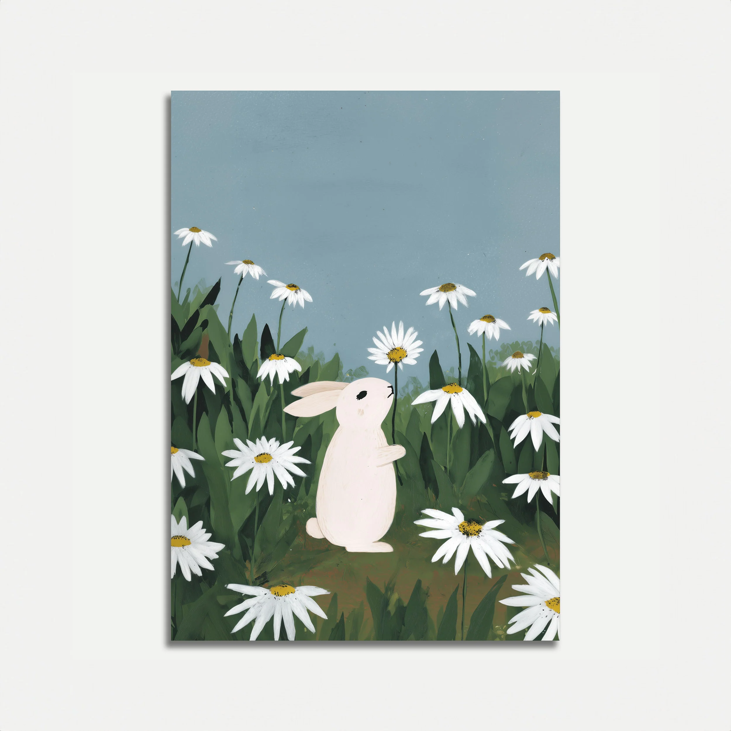 White Rabbit in Daisy Field Poster