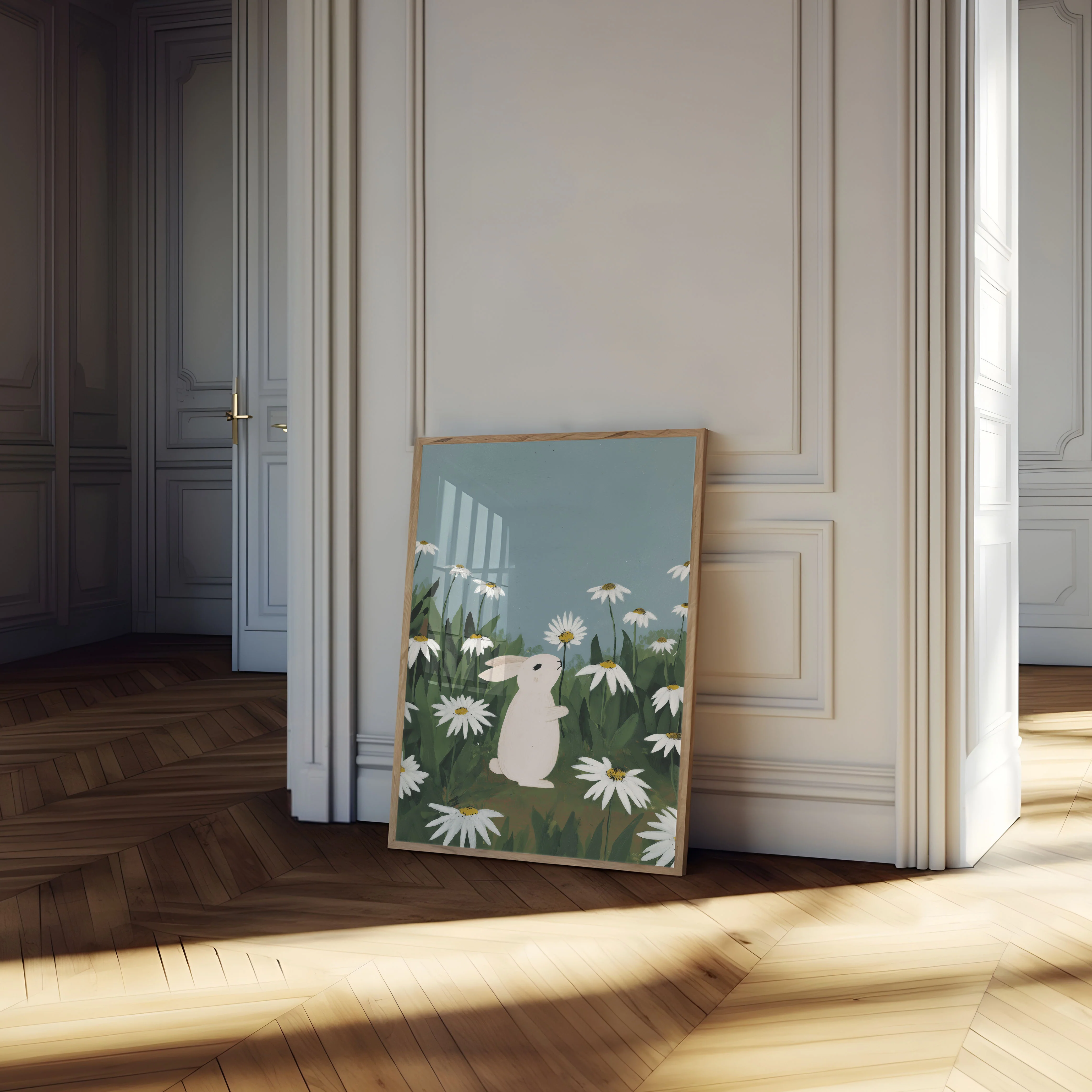 White Rabbit in Daisy Field Poster - Image 4