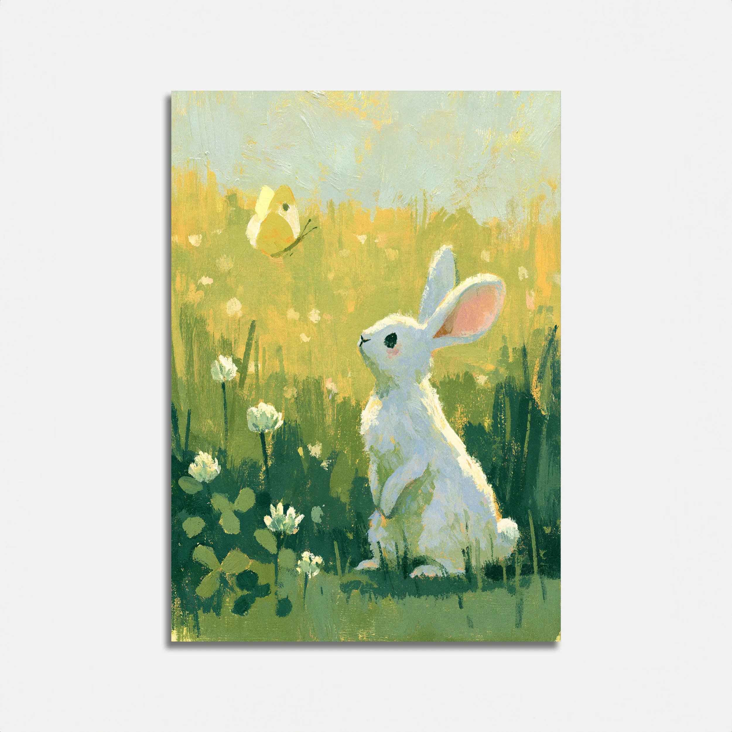 White Rabbit in Meadow Poster