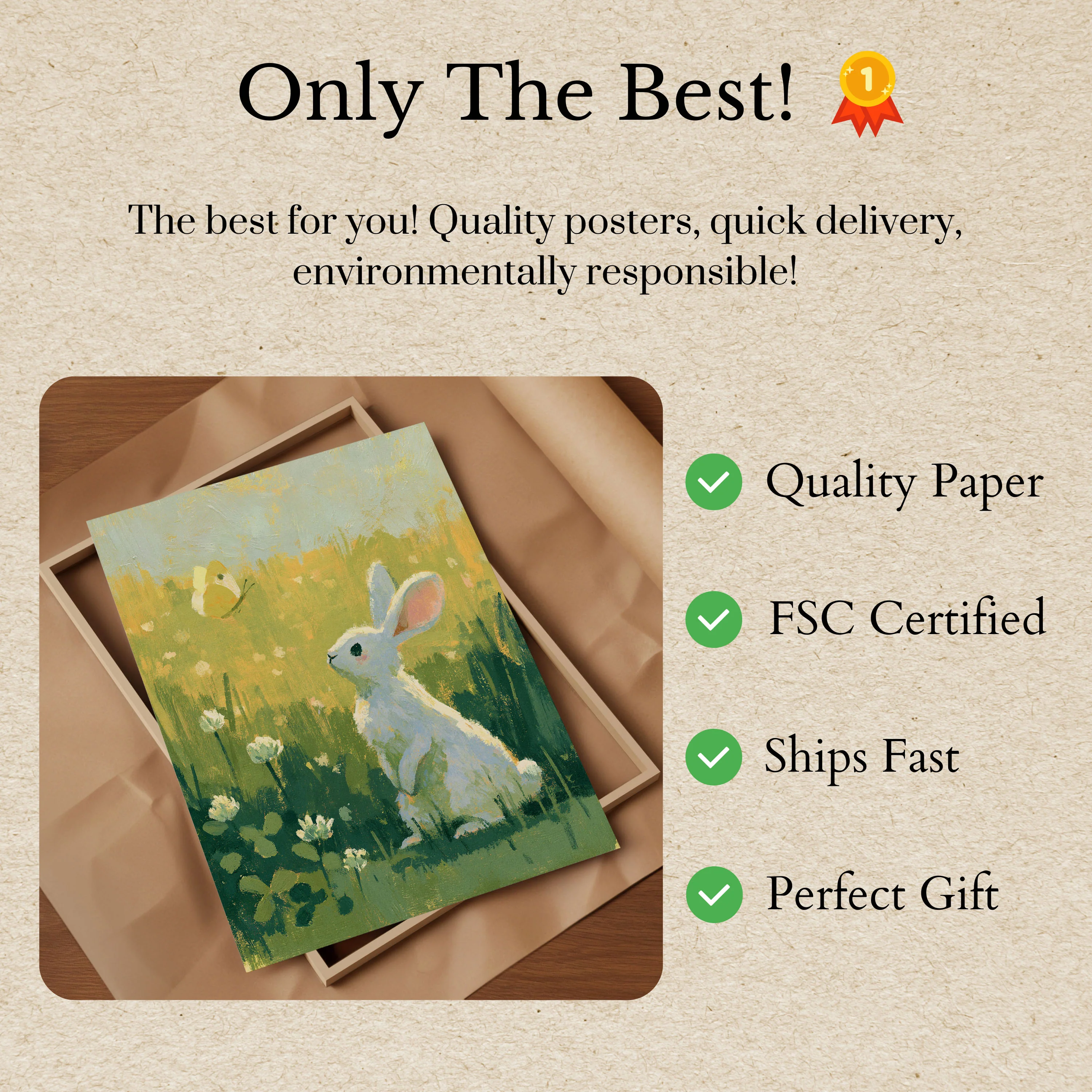 White Rabbit in Meadow Poster - Image 3
