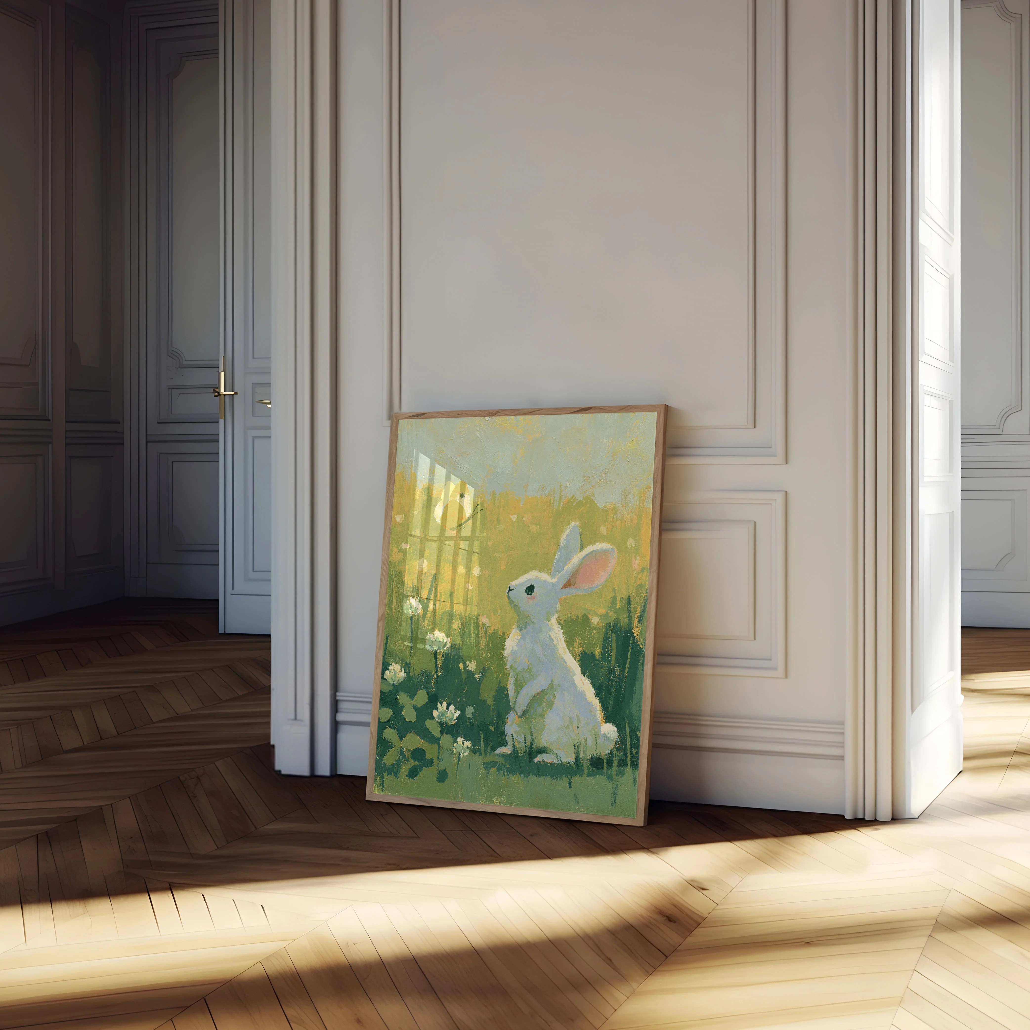 White Rabbit in Meadow Poster - Image 4