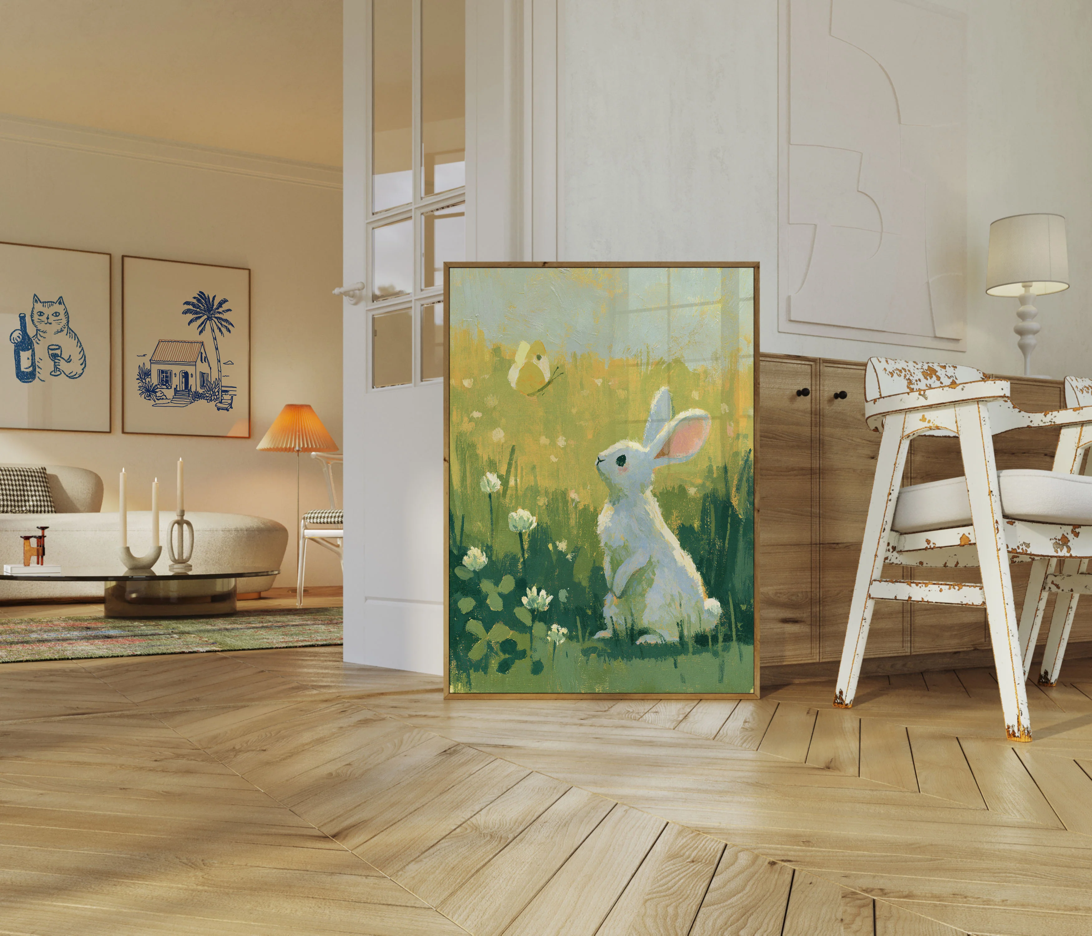 White Rabbit in Meadow Poster - Image 5