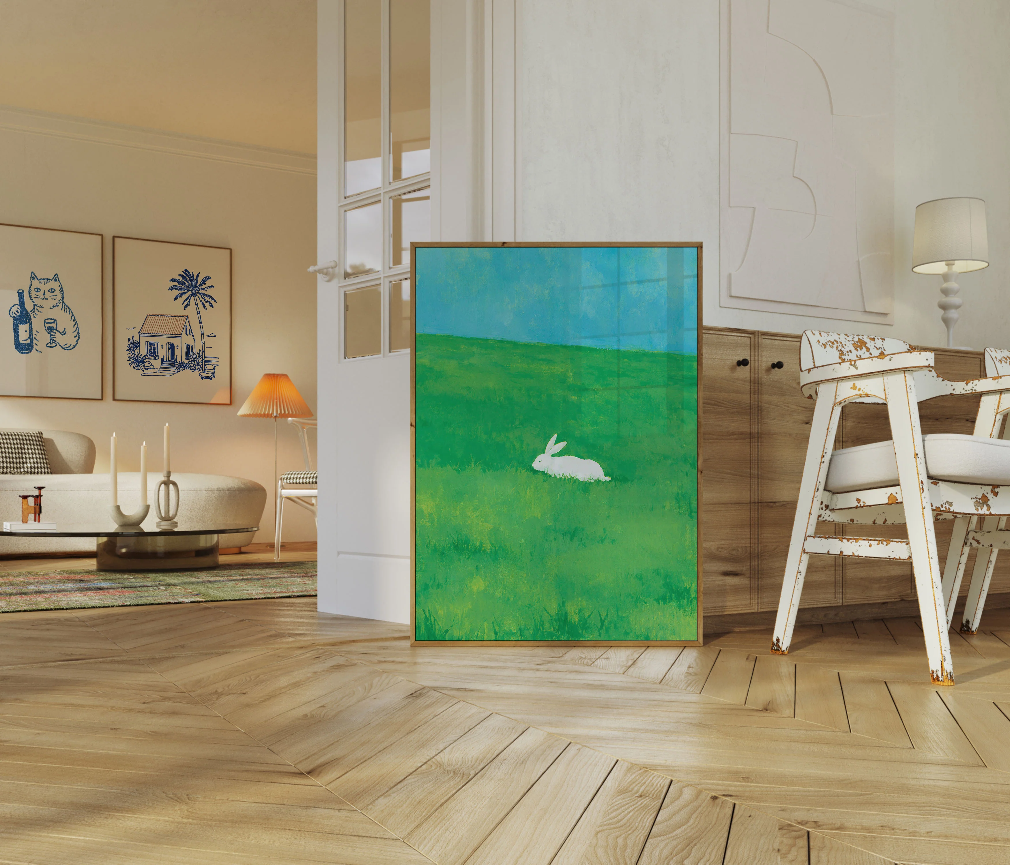 White Rabbit in Meadow Poster - Image 5